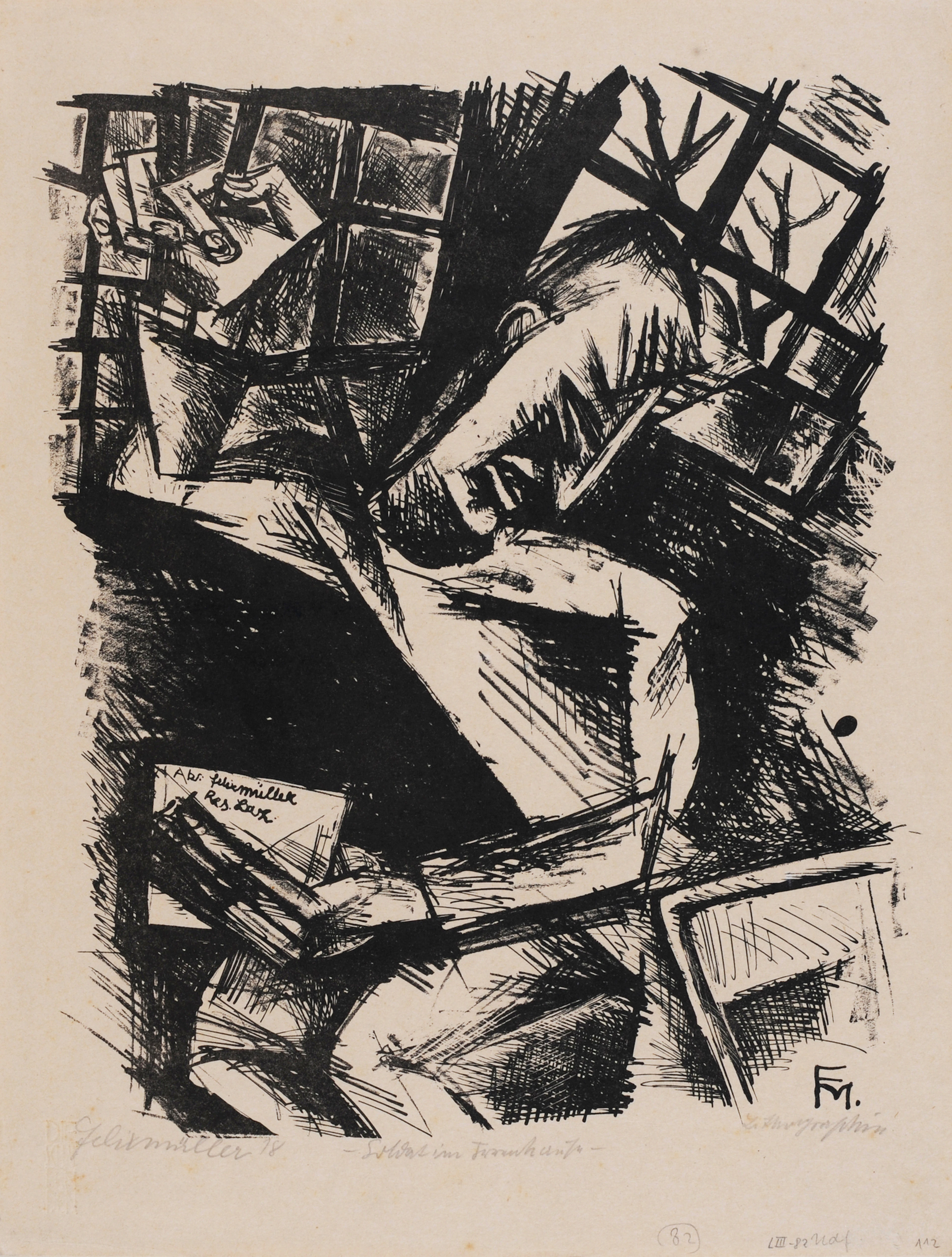 Soldat im Irrenhaus (II), 1918 Conrad Felixmüller, 1897-1977 (DE)