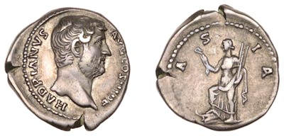 Roman Imperial Coinage, Hadrian, Denarius, 130-3, bare-headed bust ...