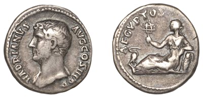 Roman Imperial Coinage, Hadrian, , Denarius, 130-3, bare-headed bust ...