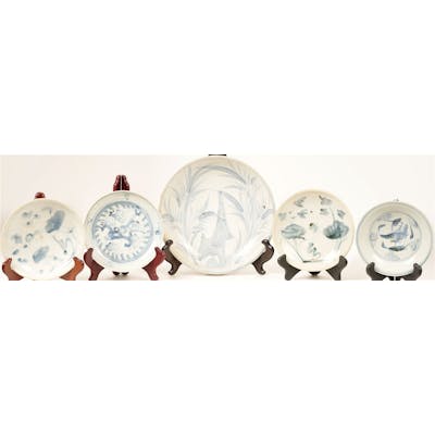 Group 5 Blue and White Chinese Porcelain Plates