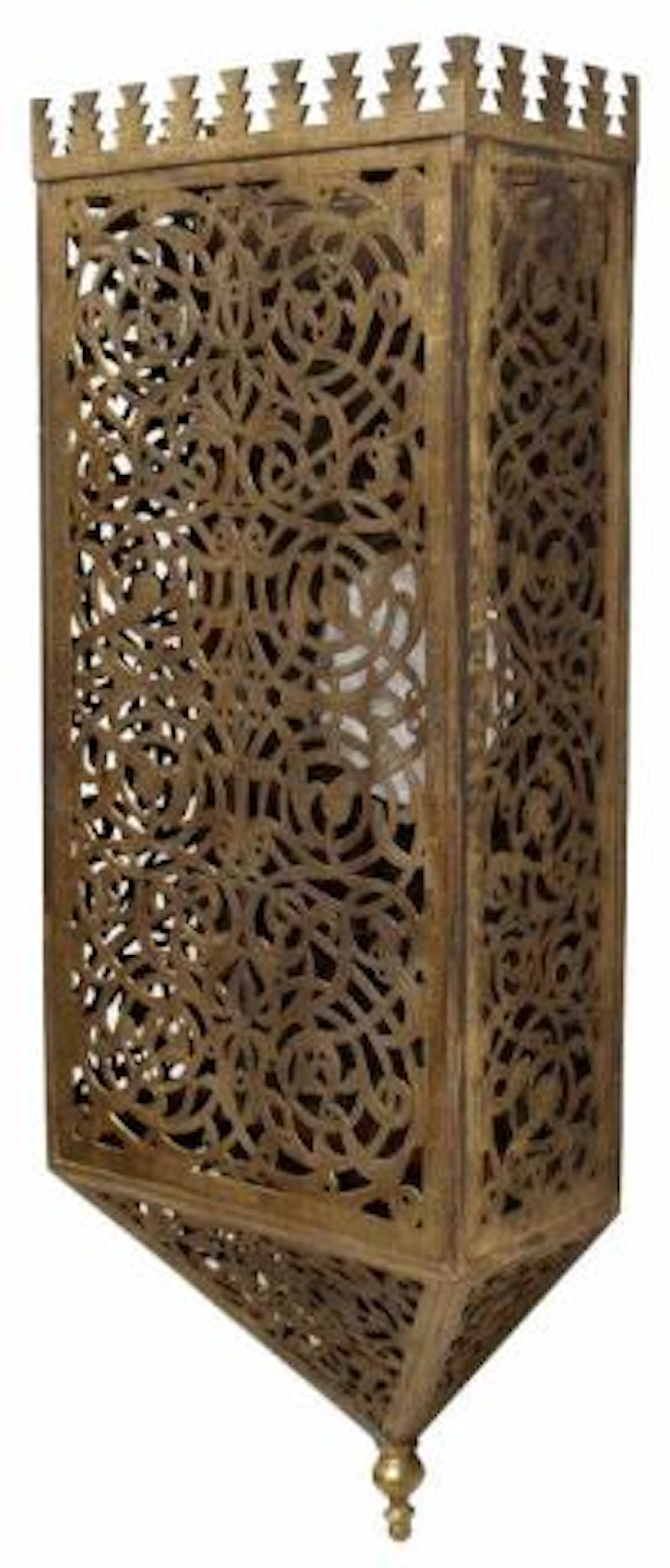 LARGE ORNATE MOROCCAN BRASS ARABESQUE WALL SCONCE