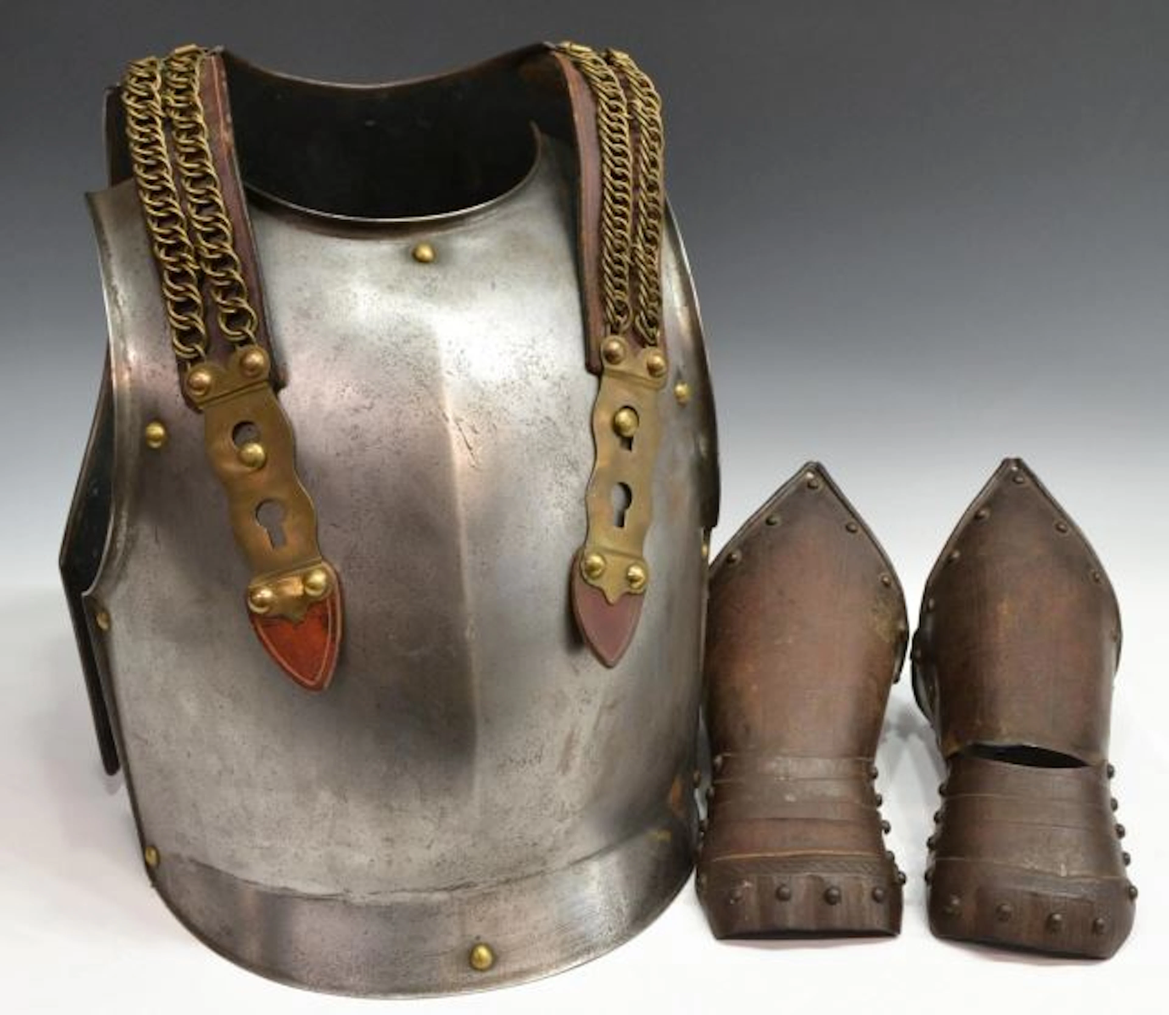 (3) ENGLISH CAVALRY ARMOR, CHAIN MAIL, GAUNTLETS