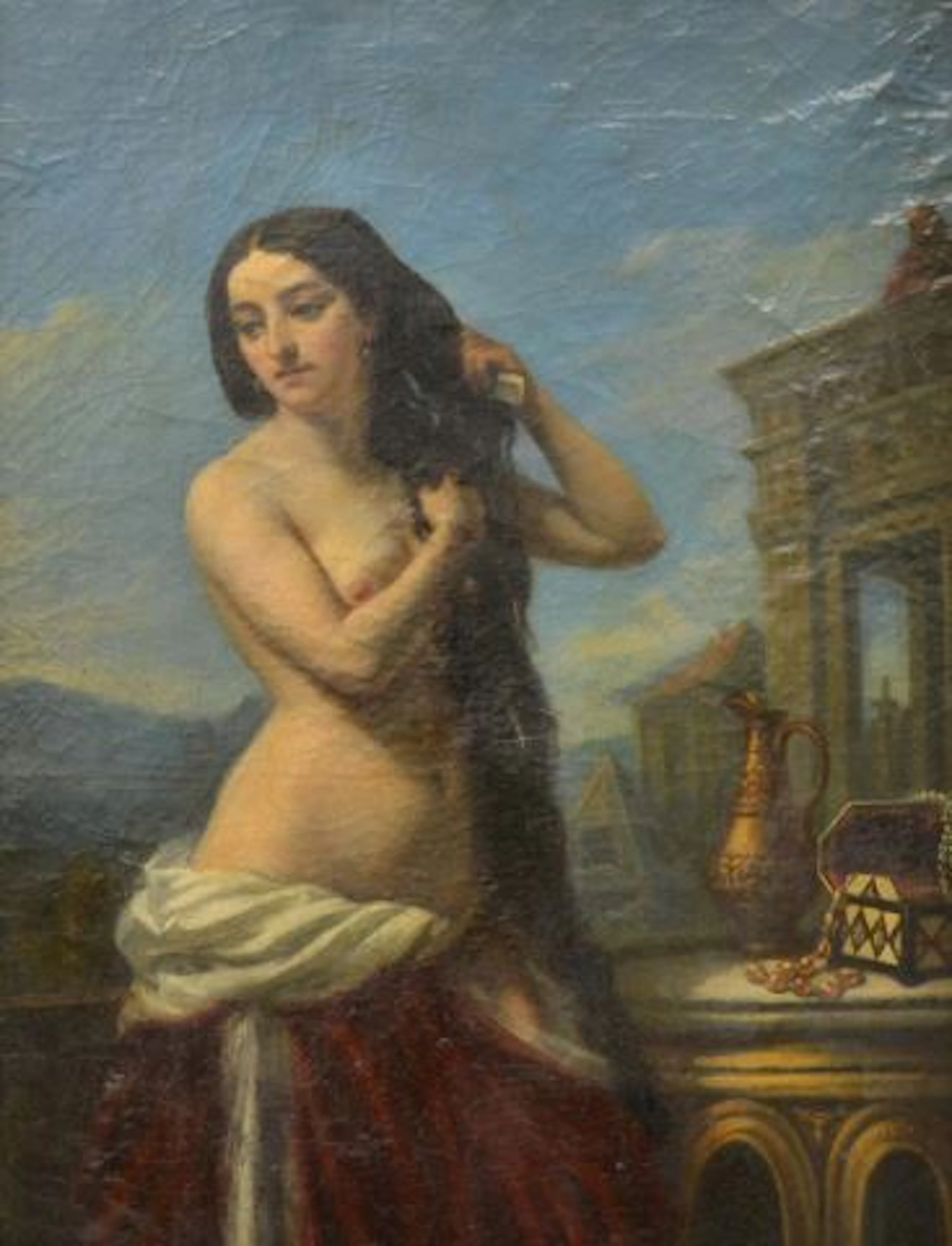 FRENCH PAINTING, BATHSHEBA, UNSIGNED, 19TH C.