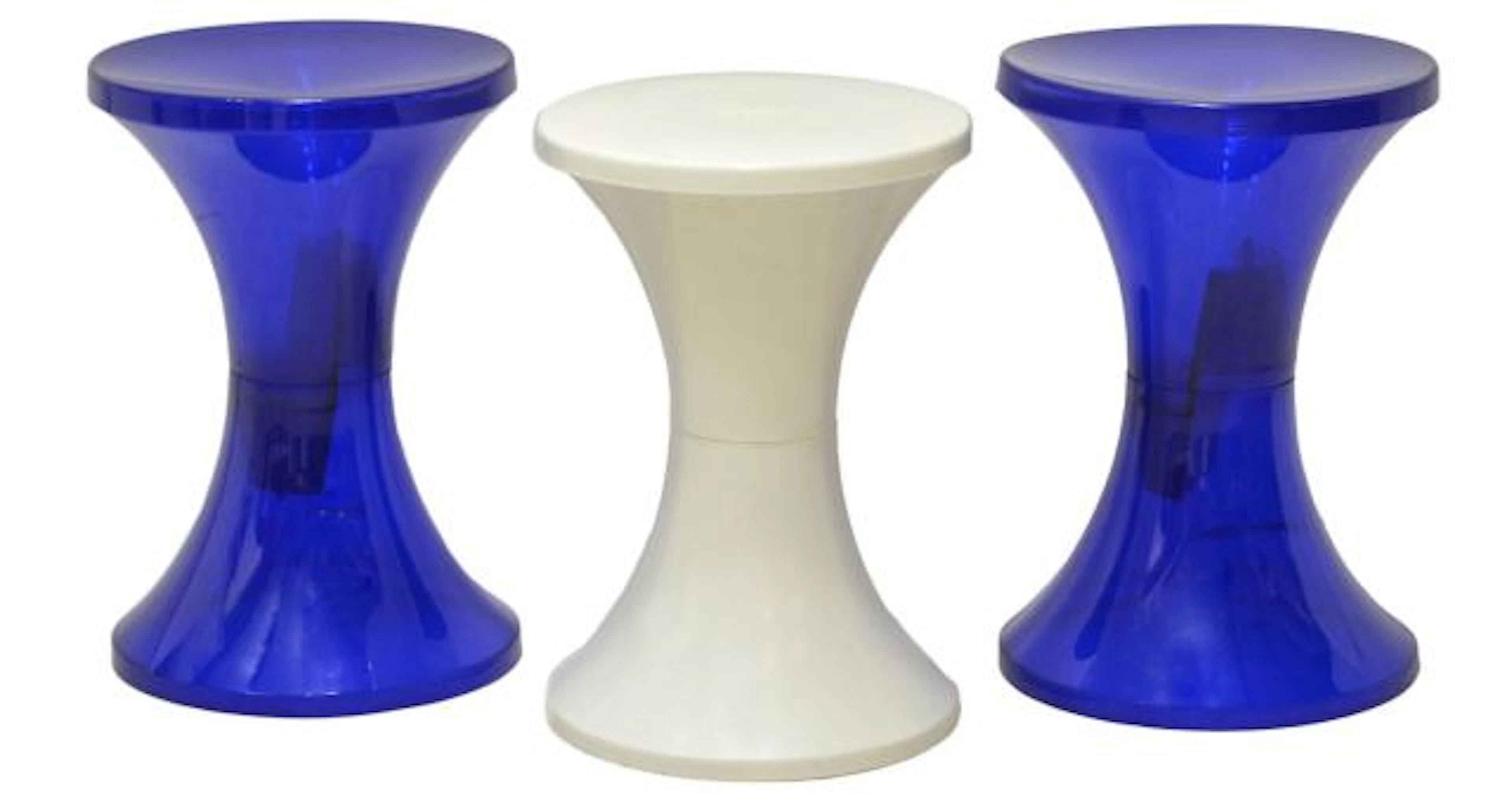(3) FRENCH TAM TAM STOOLS, INDIGO & WHITE