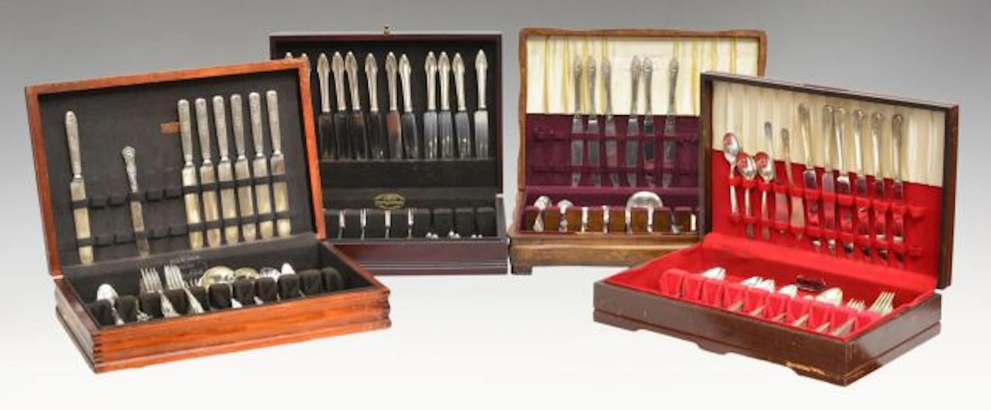 (4) VINTAGE SILVERPLATE FLATWARE SERVICE SETS