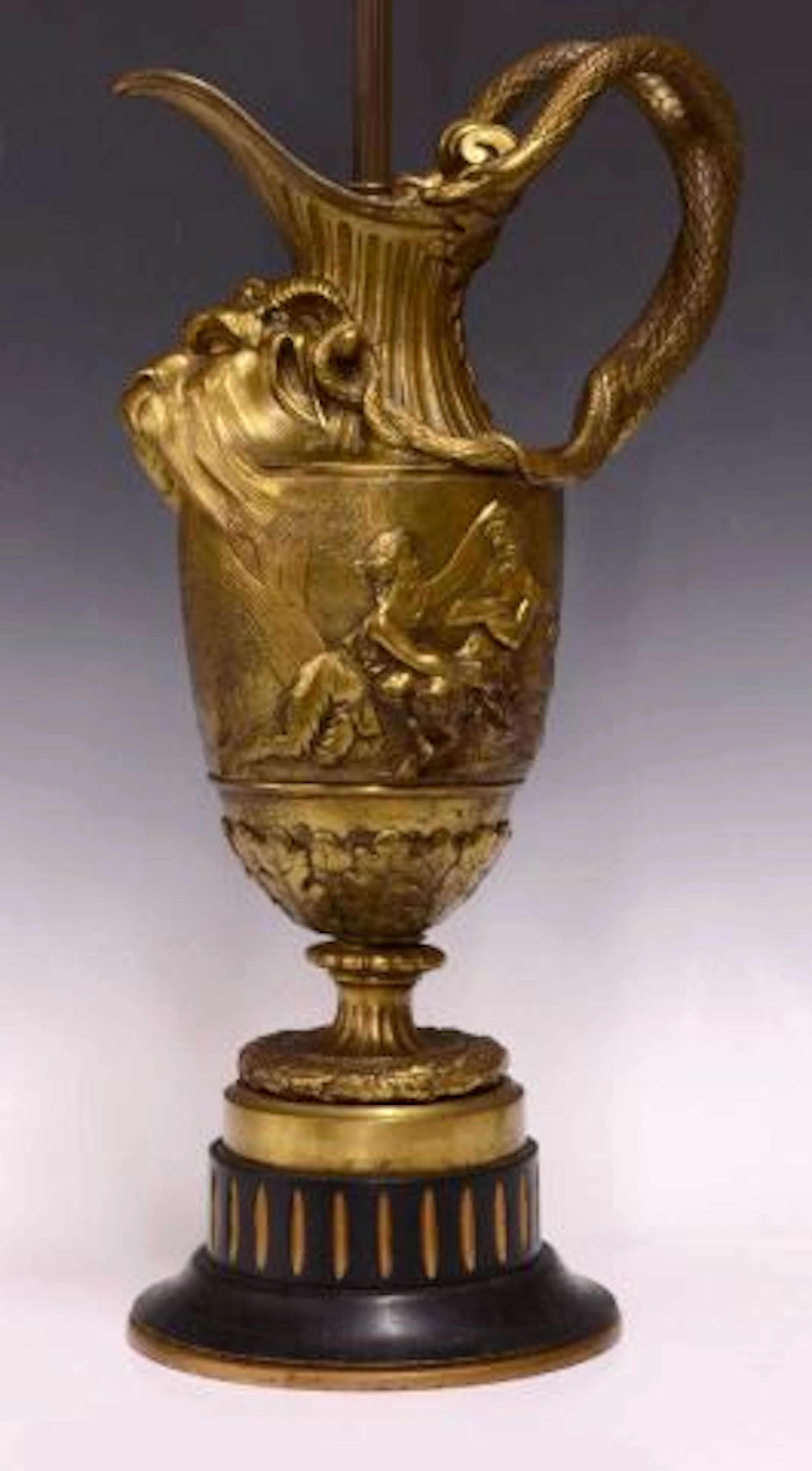 BAROQUE STYLE GILT BRONZE EWER TABLE LAMP