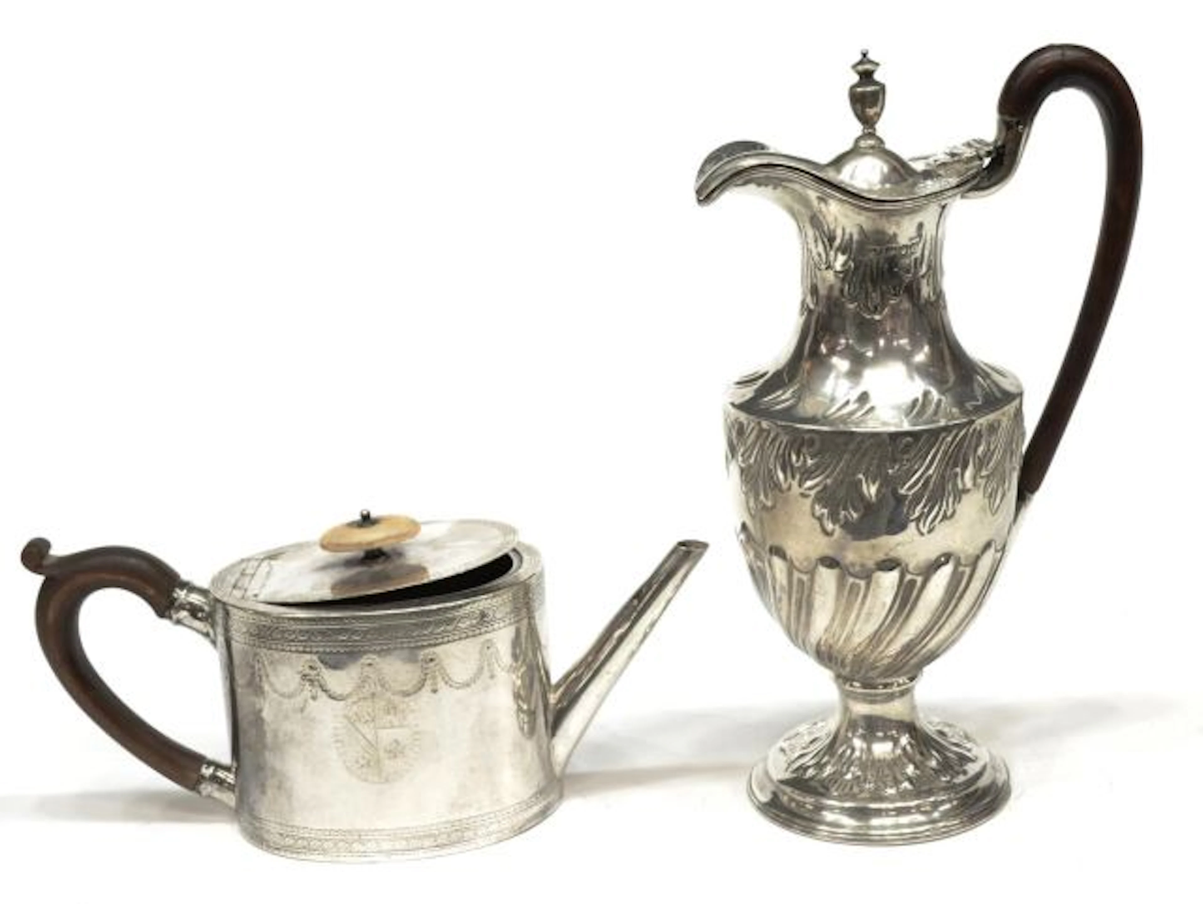 (2) ENGLISH STERLING SILVER TEA & COFFEE POTS