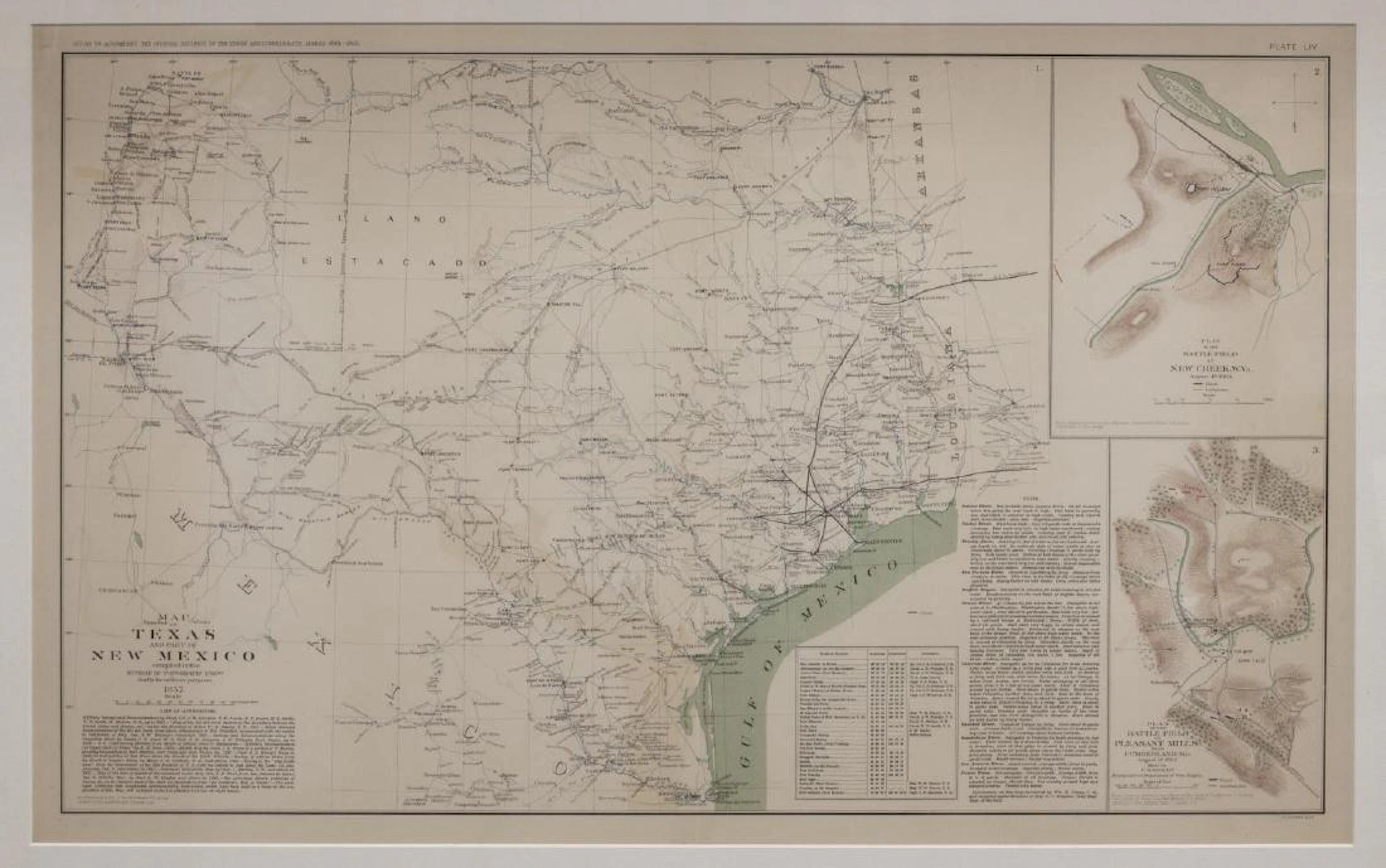 1857 MAP OF TEXAS, PUB. 1895, ATLAS OF CIVIL WAR