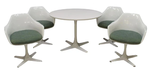 (5) BURKE MID-CENTURY MODERN "TULIP" DINING SET