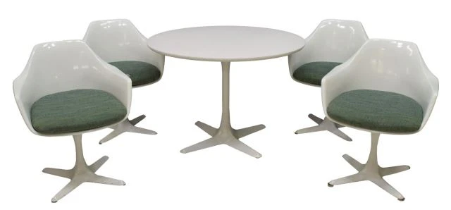 (5) BURKE MID-CENTURY MODERN "TULIP" DINING SET