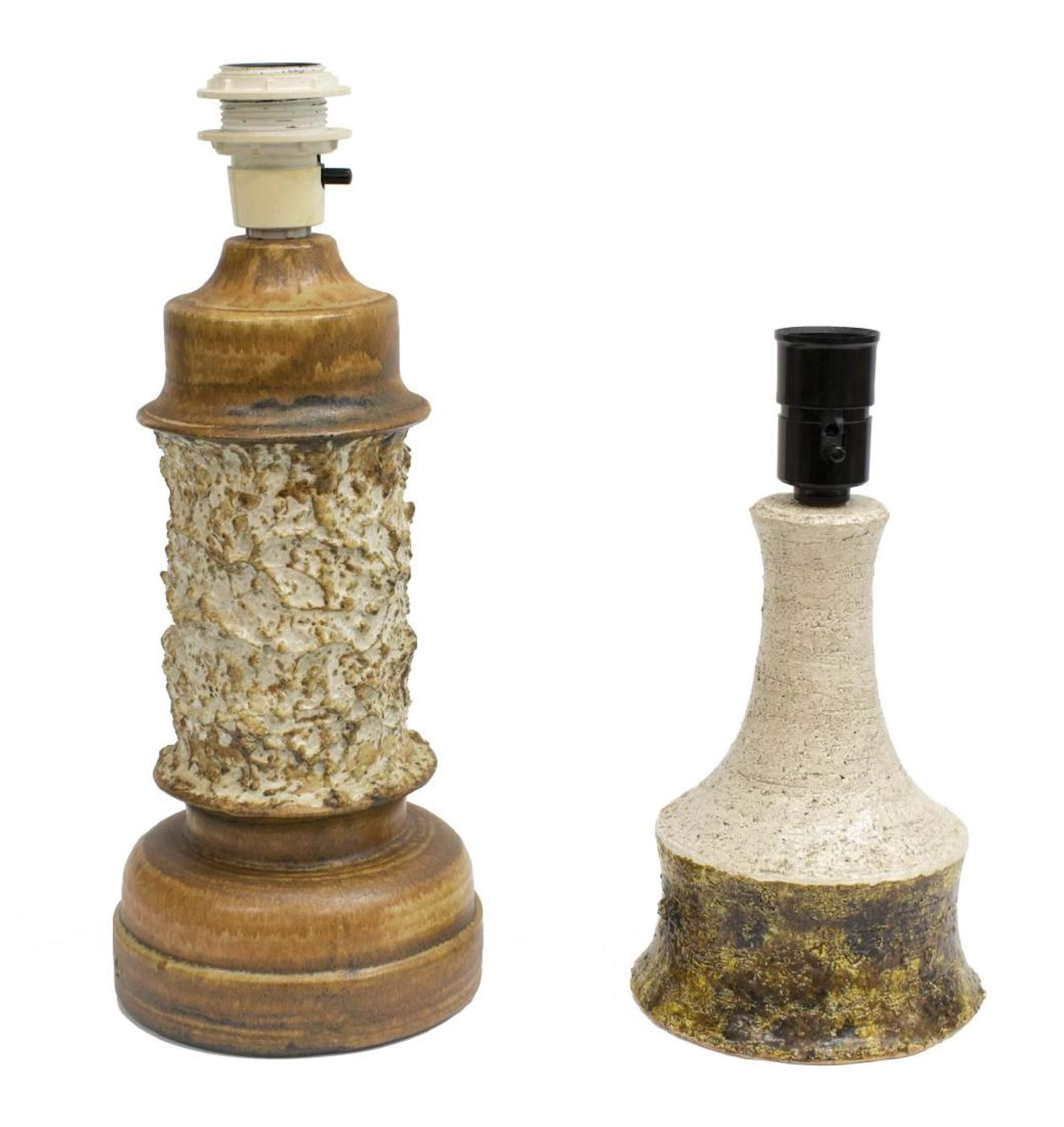 (2)SCANDINAVIAN MODERN POTTERY TABLE LAMPS, SIGNED