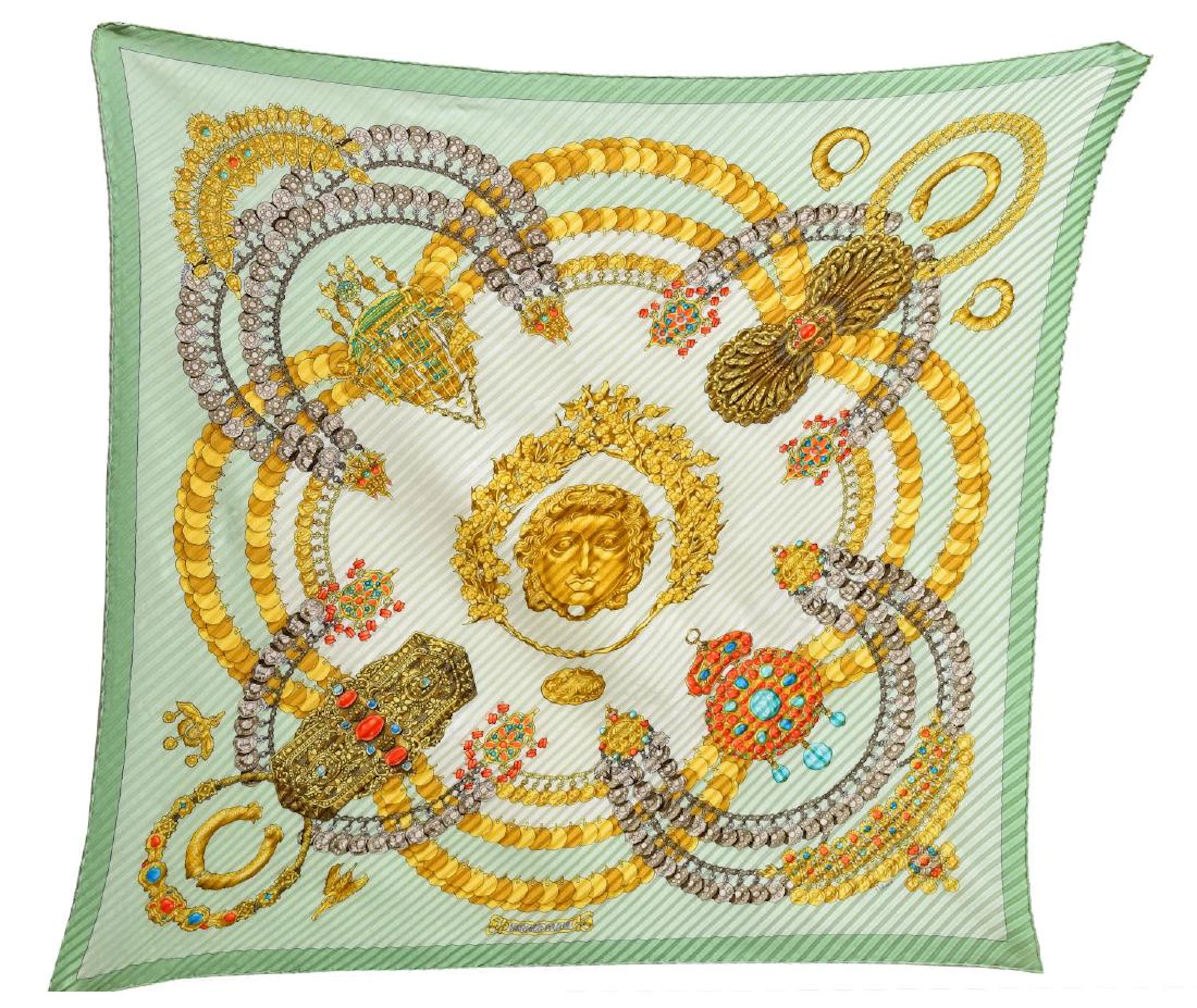 Hermes pleated silk twill scarf, 'kosmima' pattern