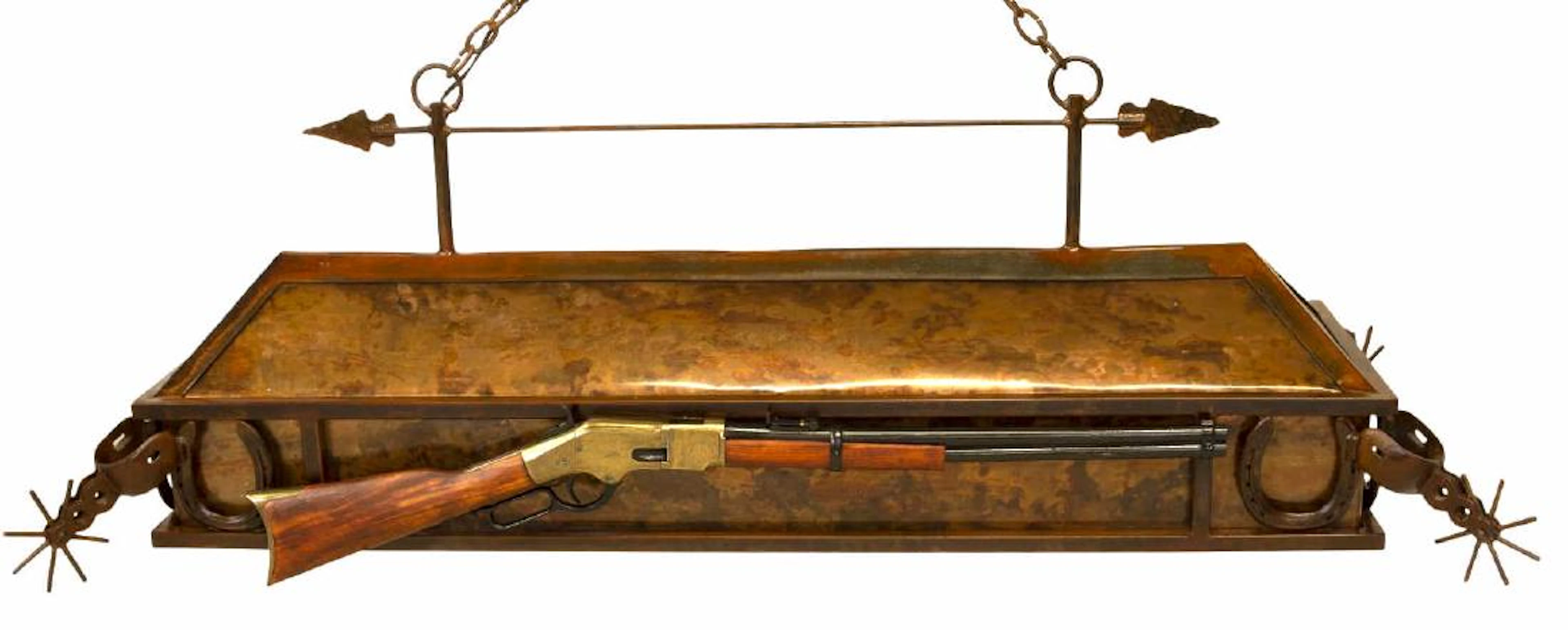 Large western copper shotgun pool table light