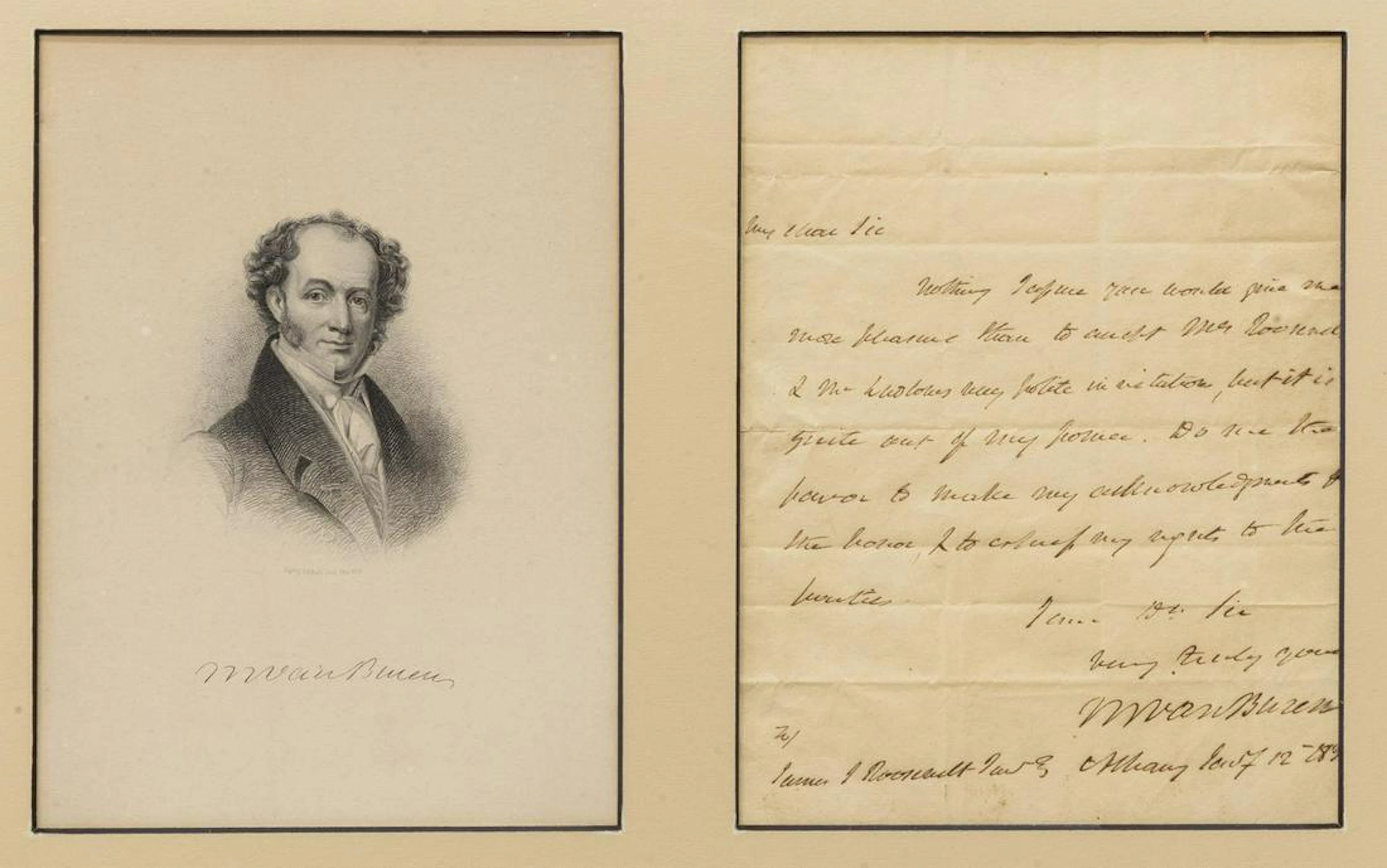 Martin van buren 8th president hand-written letter