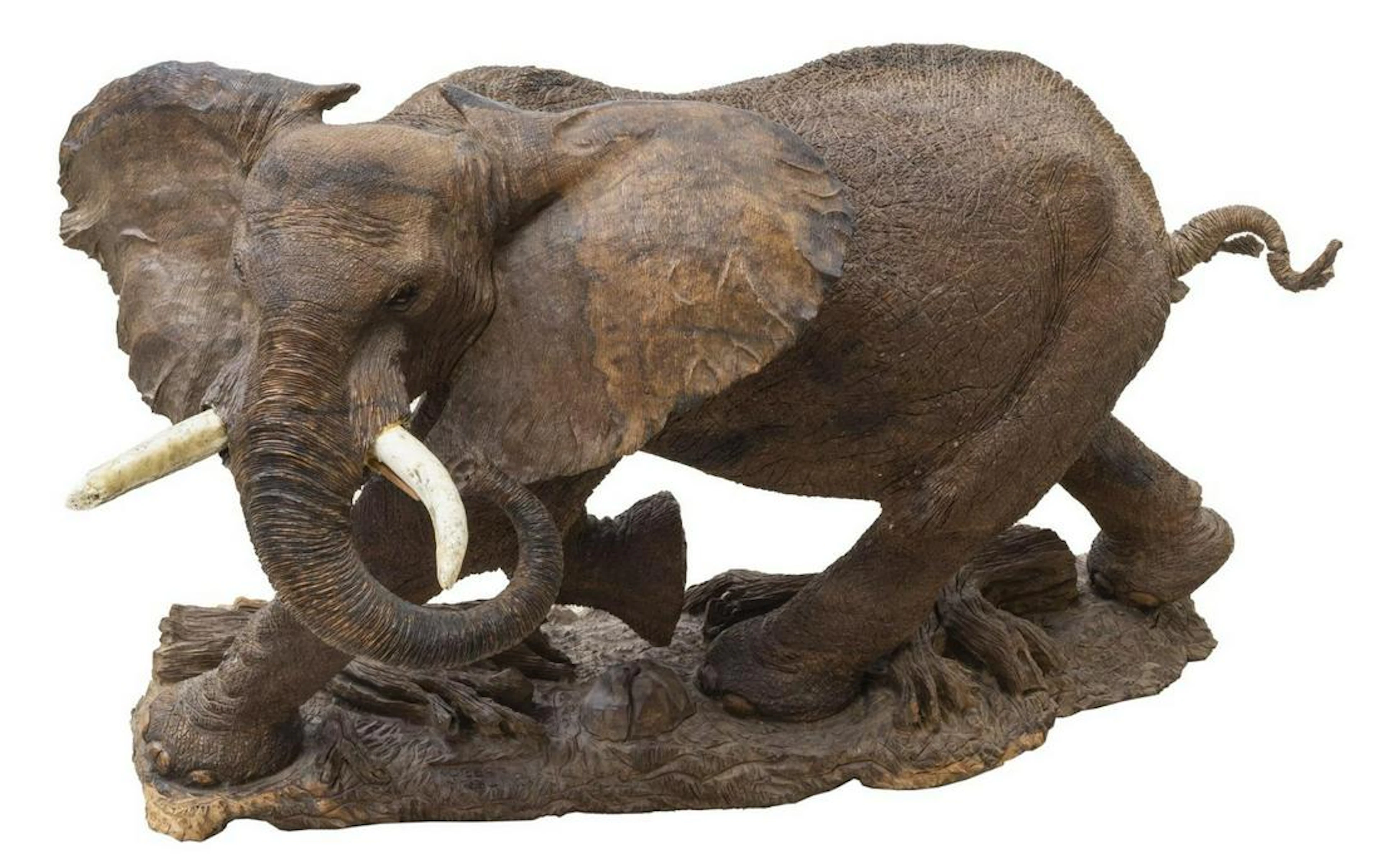 Robert nzali, hand-carved elephant sculpture 25"w