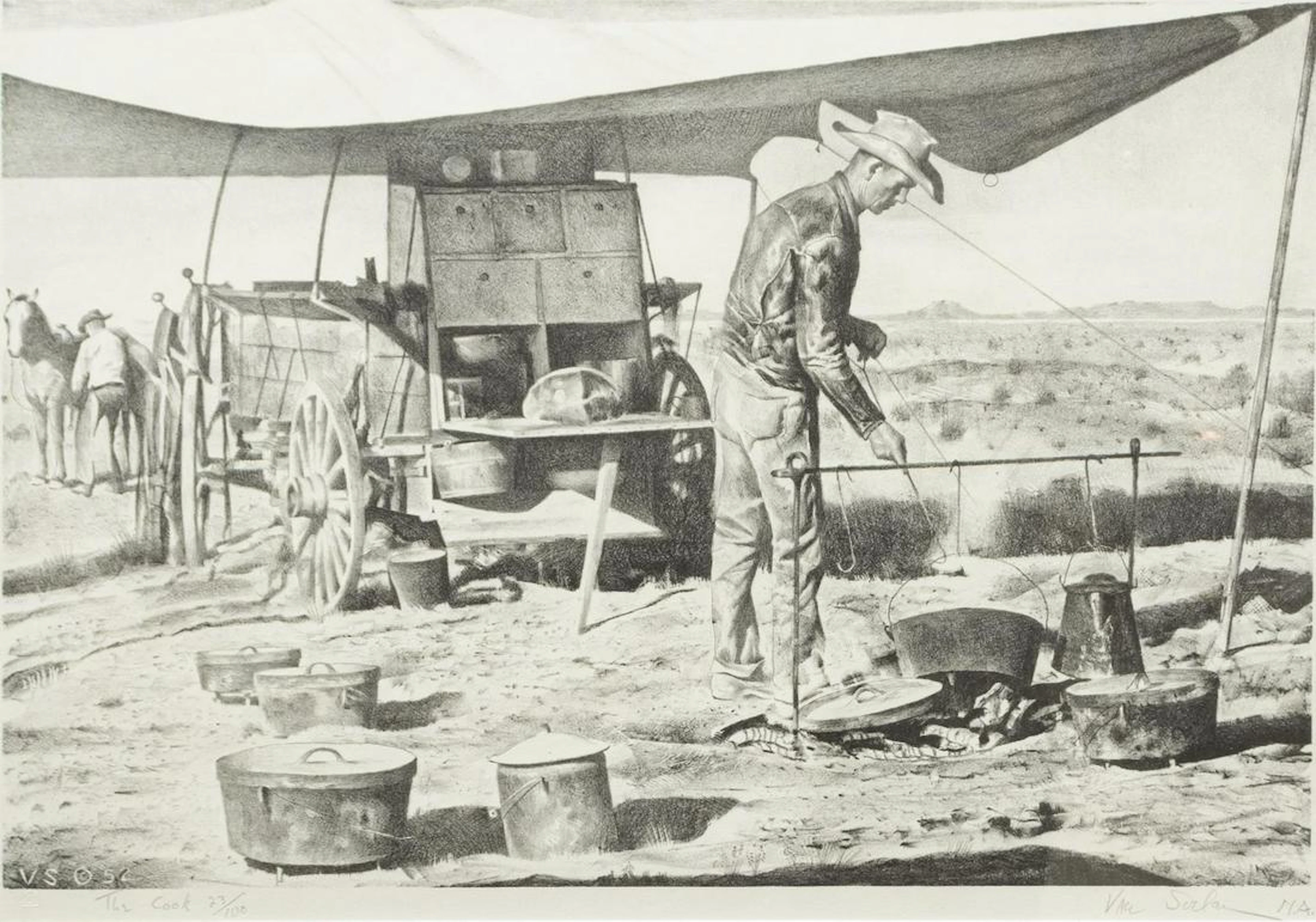 Theodore van soelen (d.1964) western lithograph