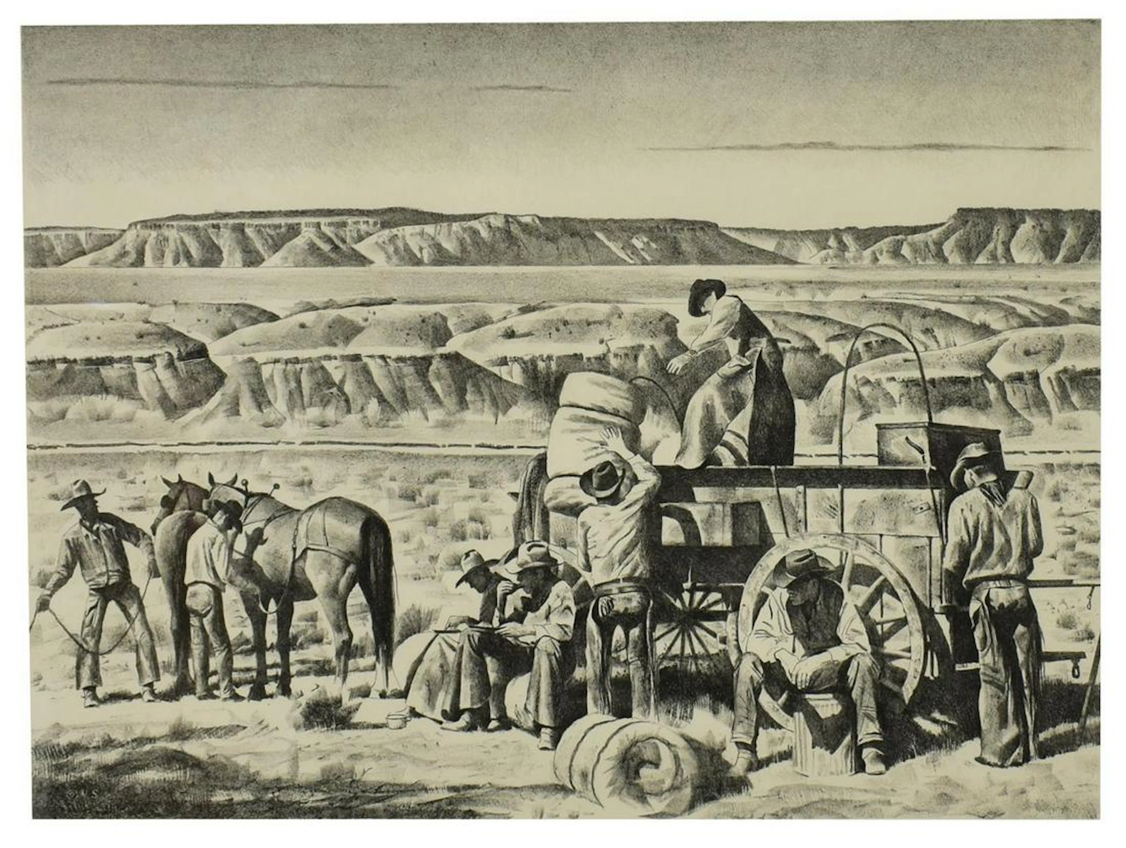 Theodore van soelen (d.1964) ranch lithograph