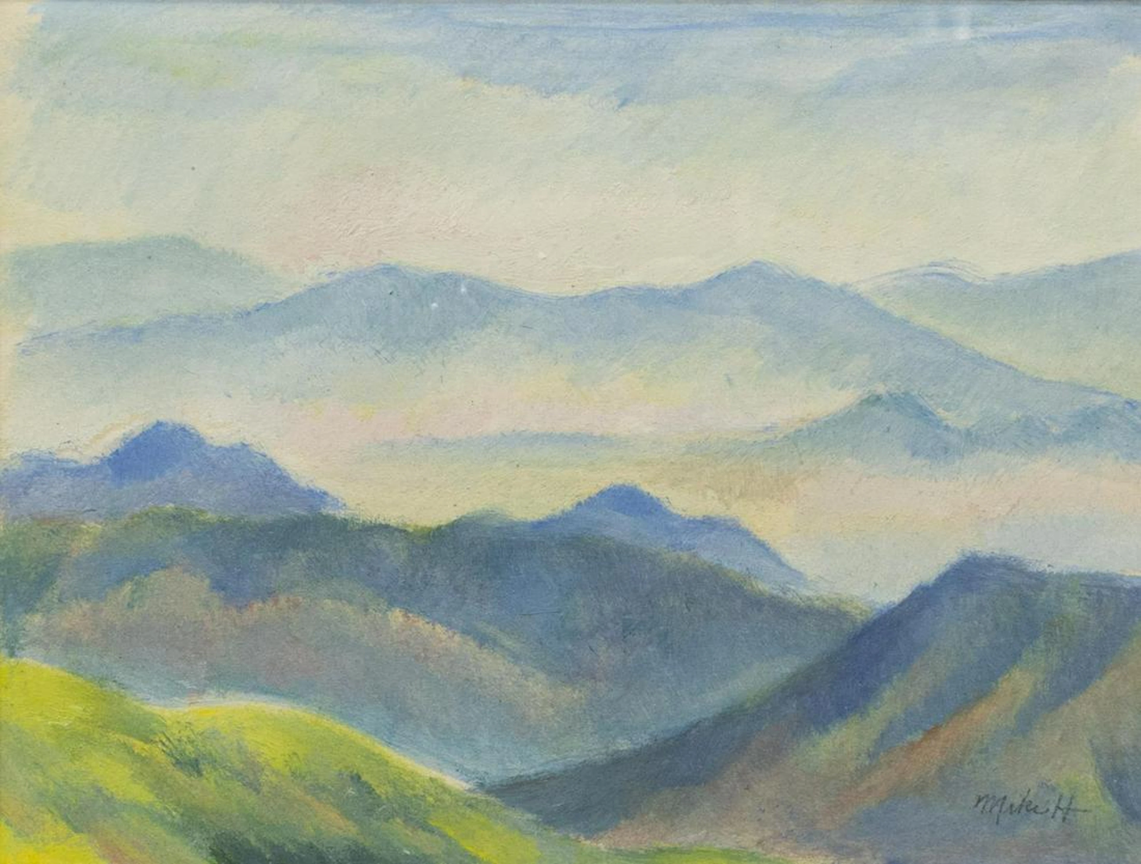 Miki hayakawa (1899-1953) pastel 'jemez, nm view'