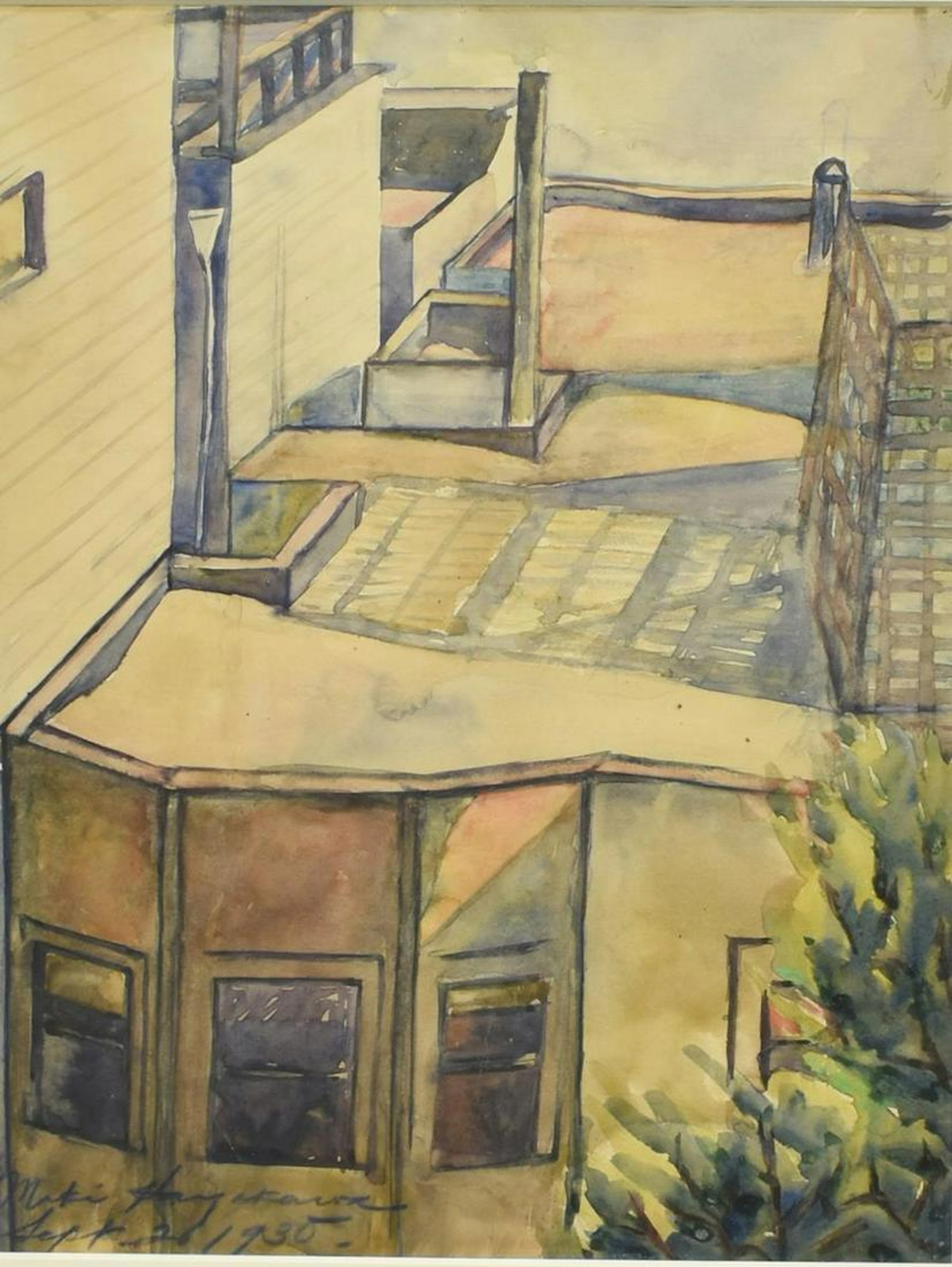 Miki hayakawa (1899-1953) san francisco watercolor