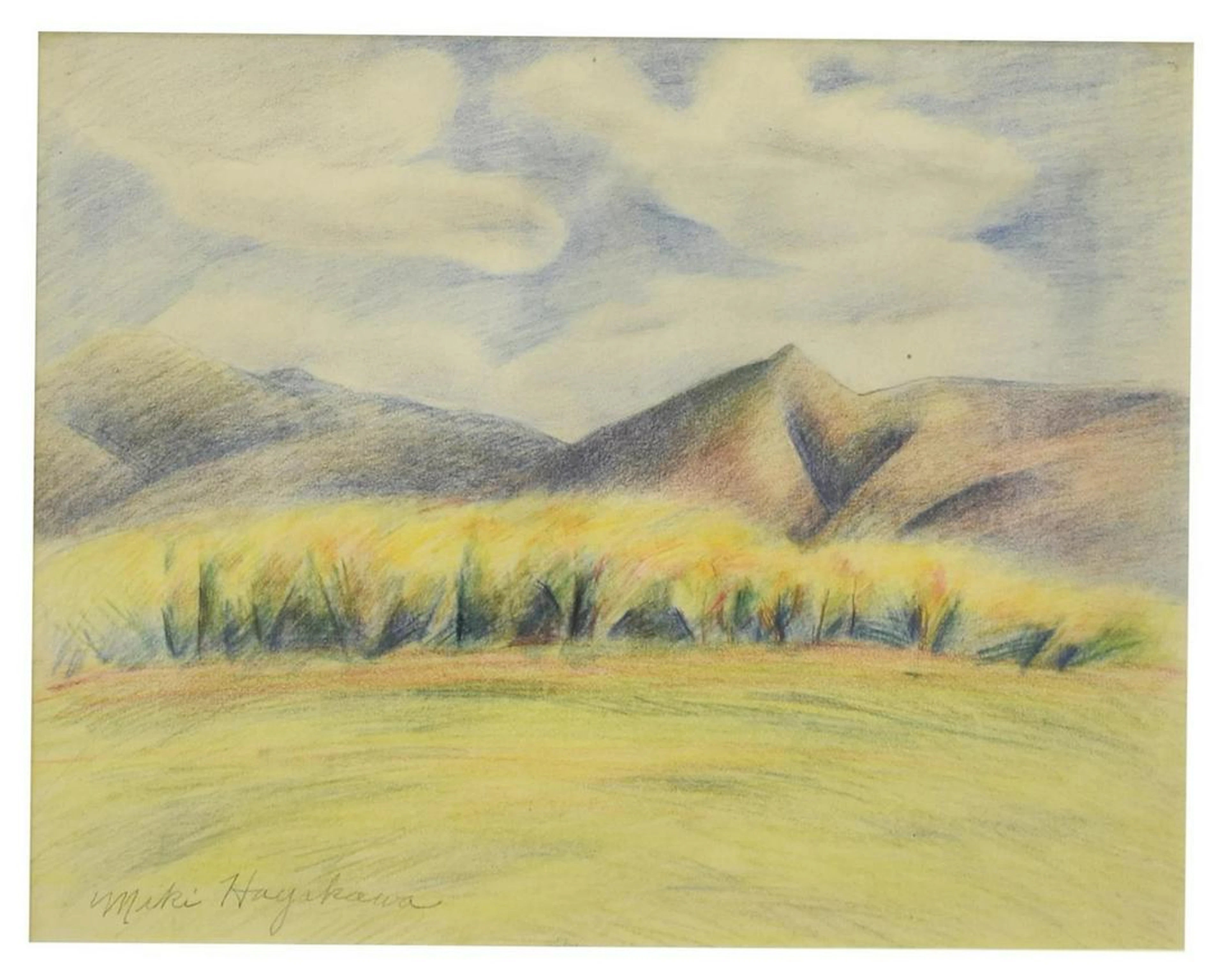 Miki hayakawa (d.1953) drawing california mountain