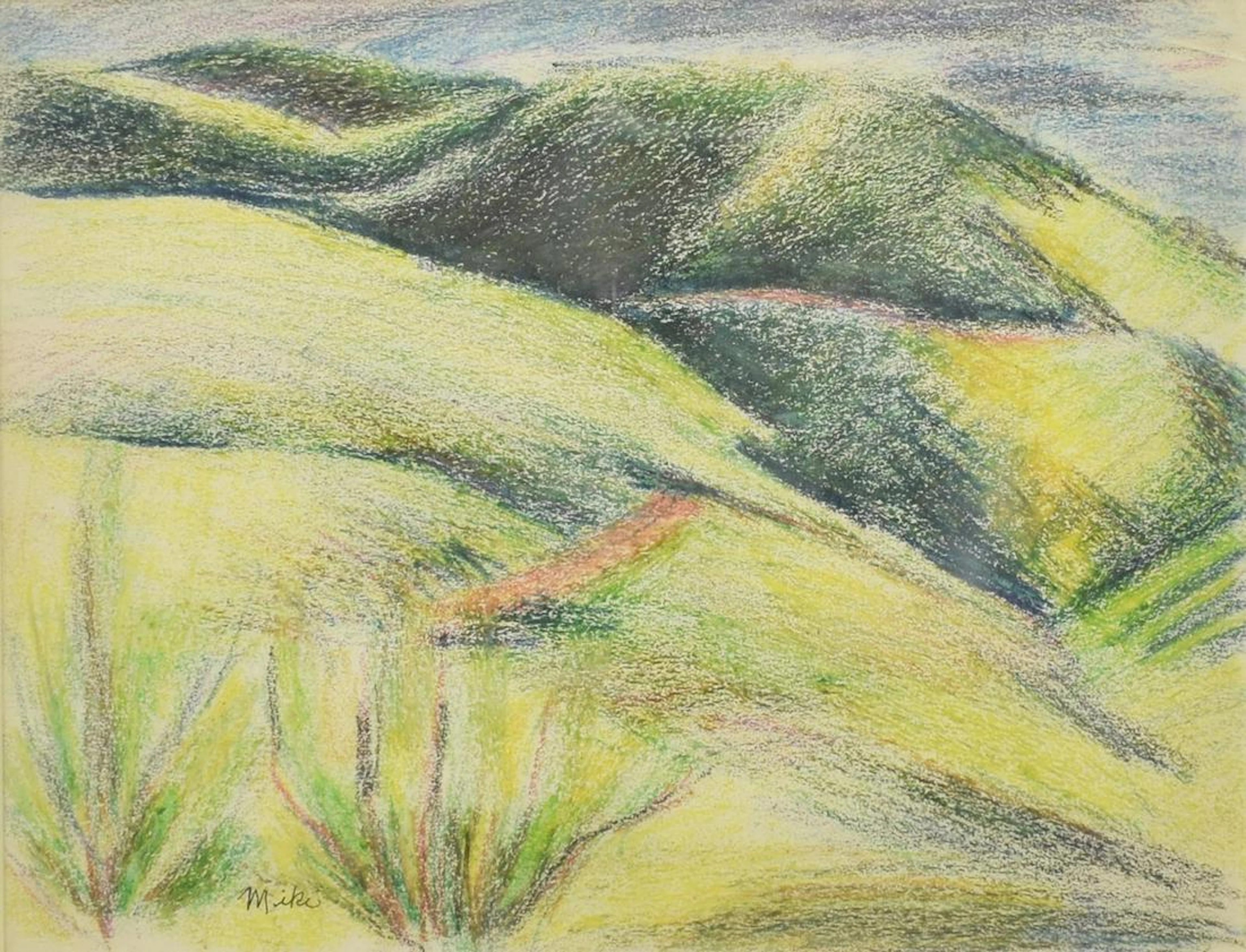 Miki hayakawa (d.1953) landscape w/ hills drawing