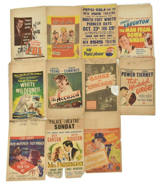 (11) vintage movie theatre lobby card posters