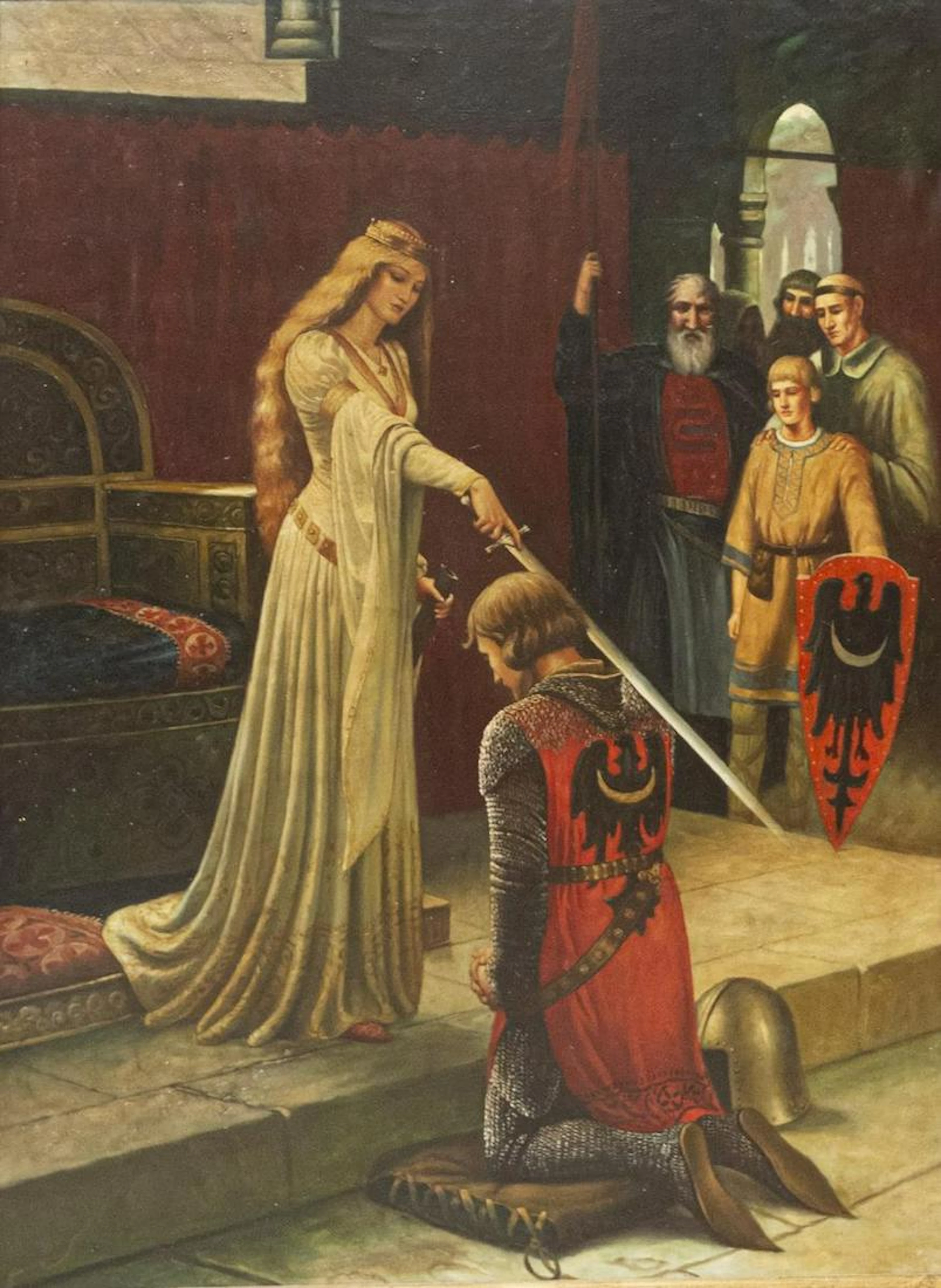 After leighton "the accolade" oil painting 48 x 36