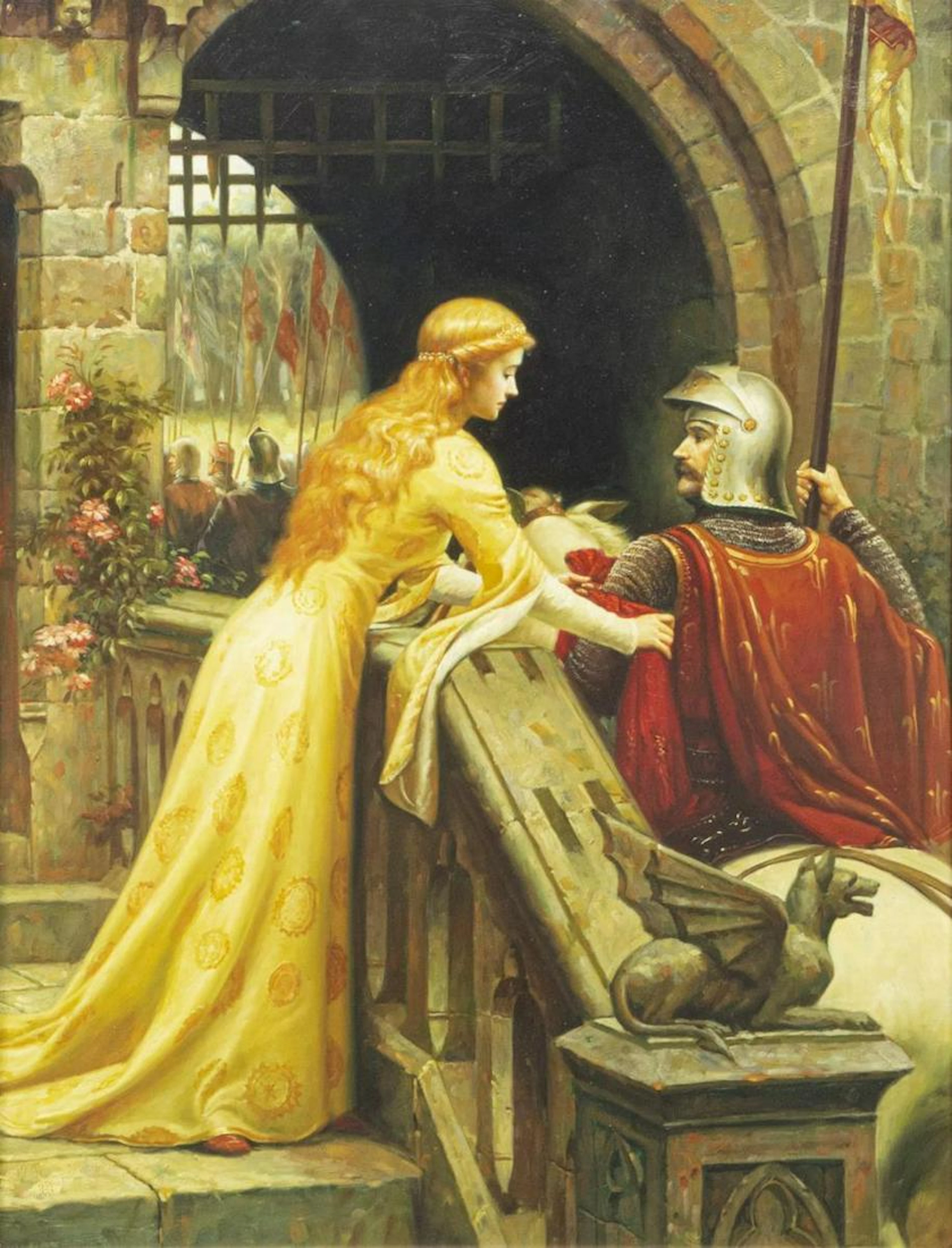 After leighton "god speed" oil painting, 40" x 30"