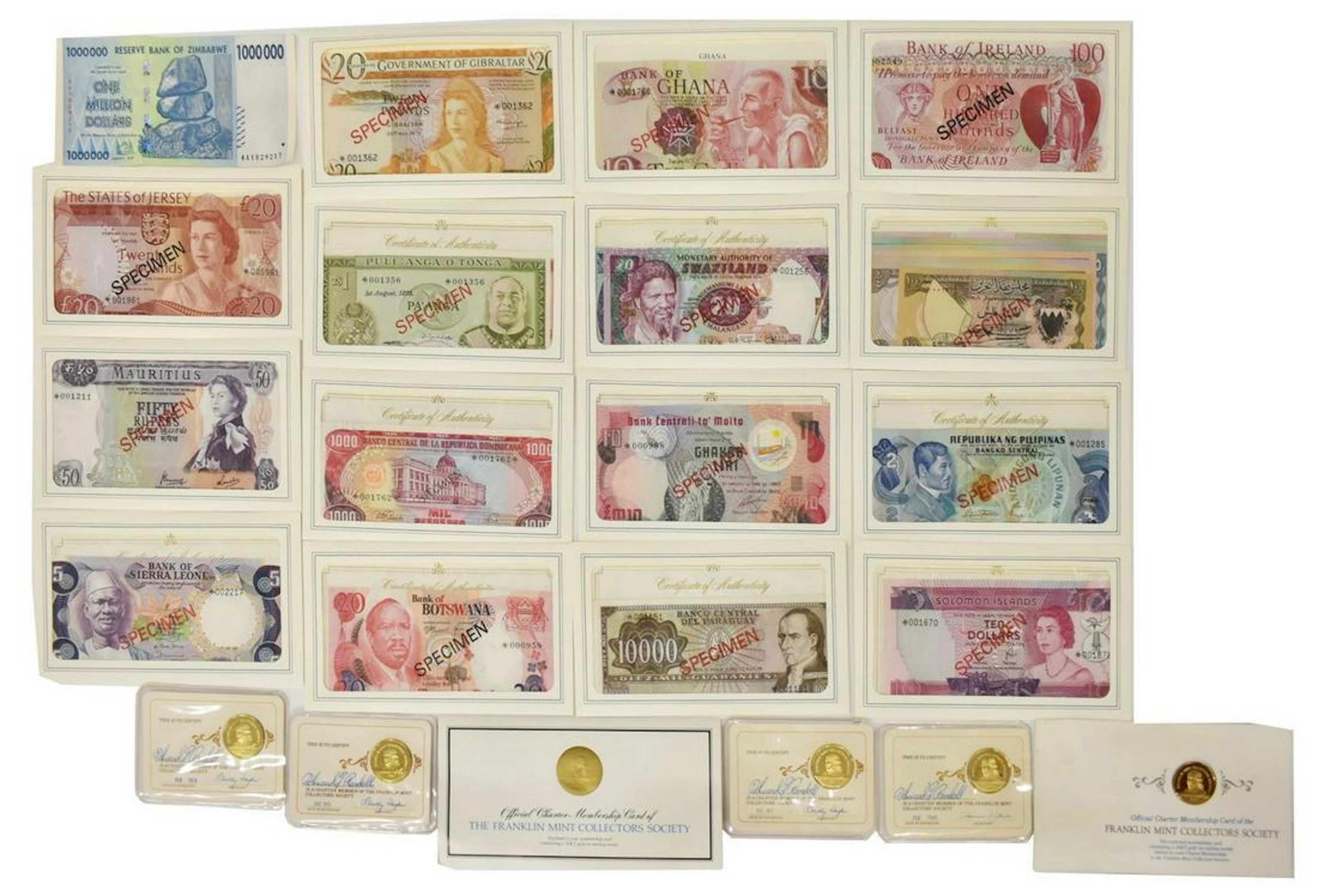 (lot) franklin mint specimen world banknotes