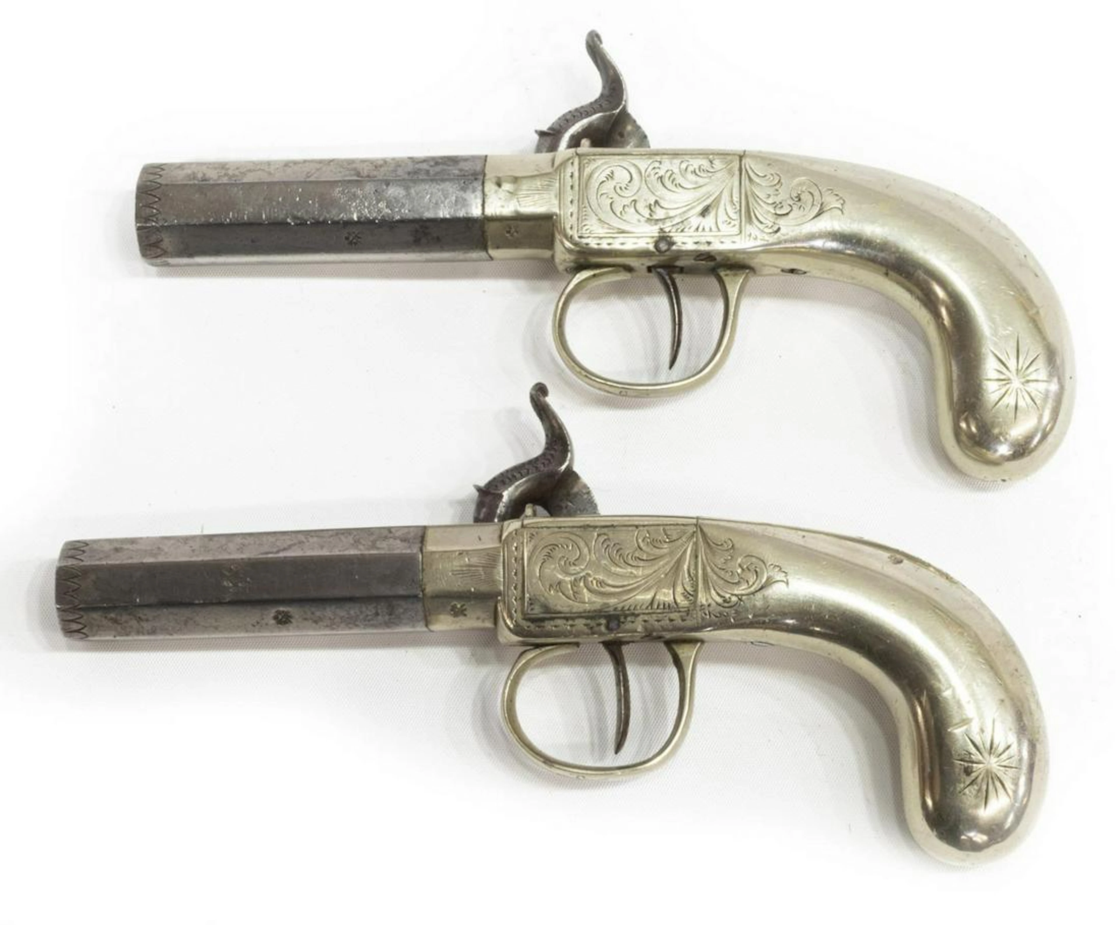 (2) ROBERT ANCELL CASED ENGRAVED PISTOLS, c.1860