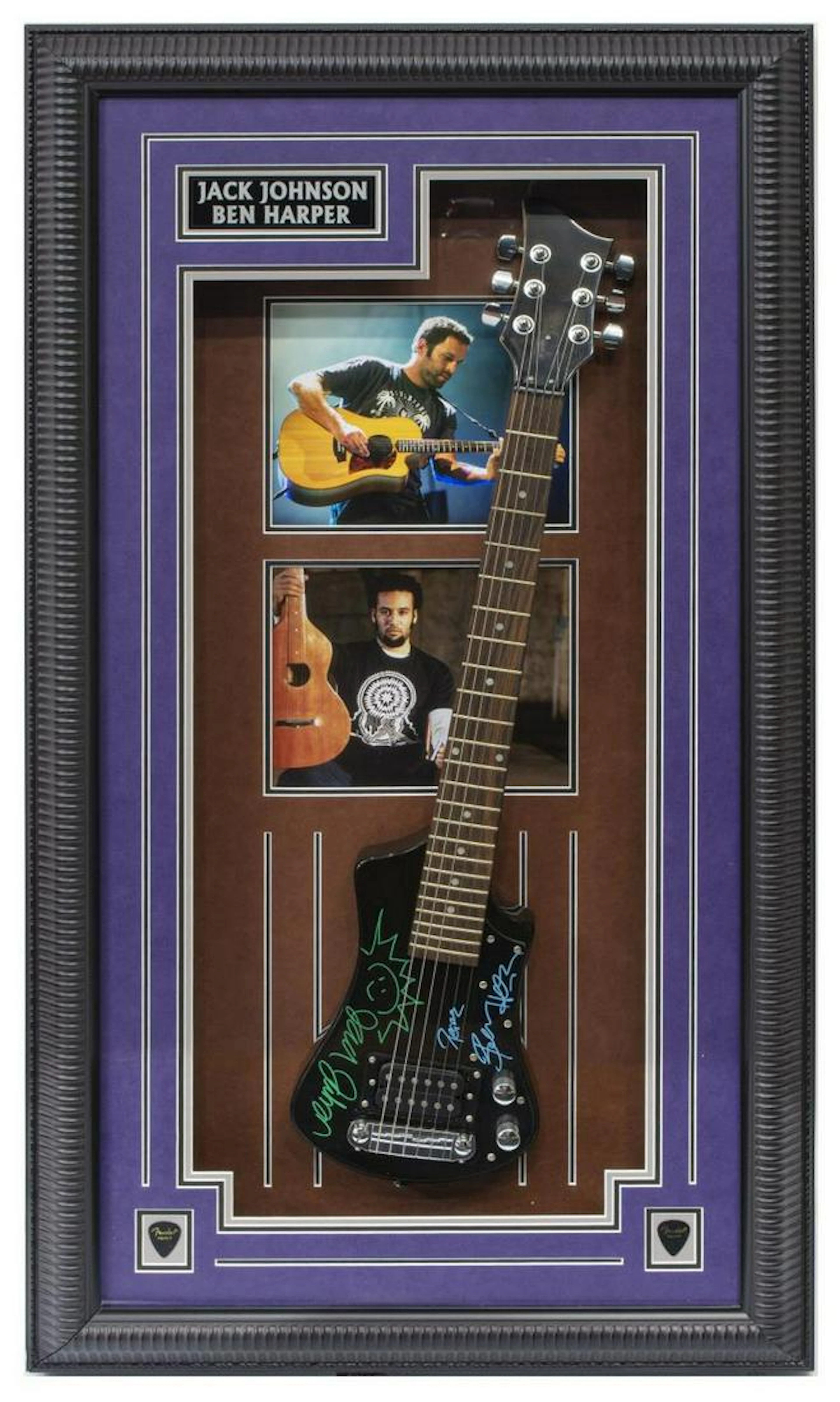 JACK JOHNSON & BEN HARPER SIGNED MINI GUITAR