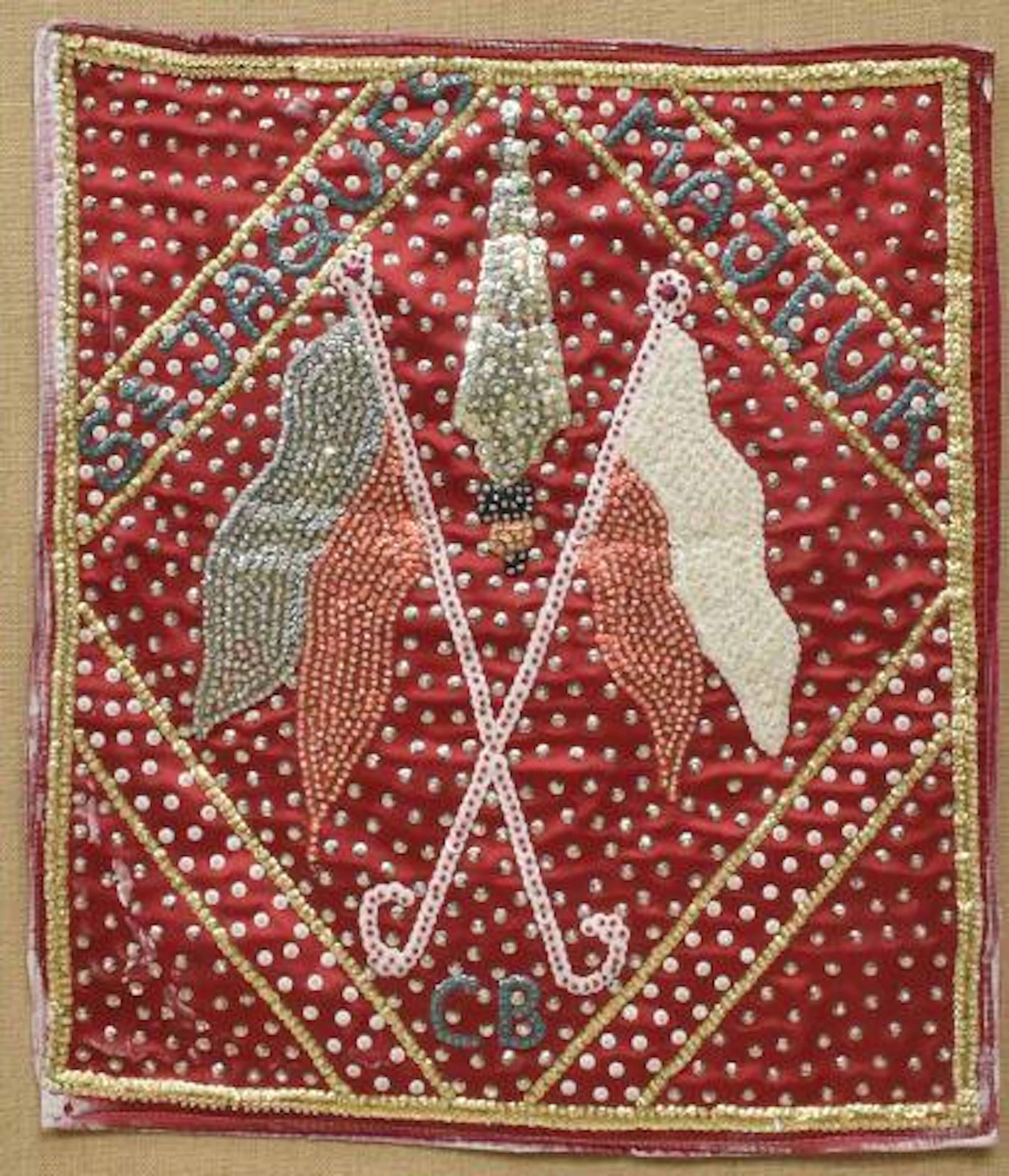 CLOTAIRE BAZILE HAITIAN BEADED VOODOO DRAPEAU FLAG