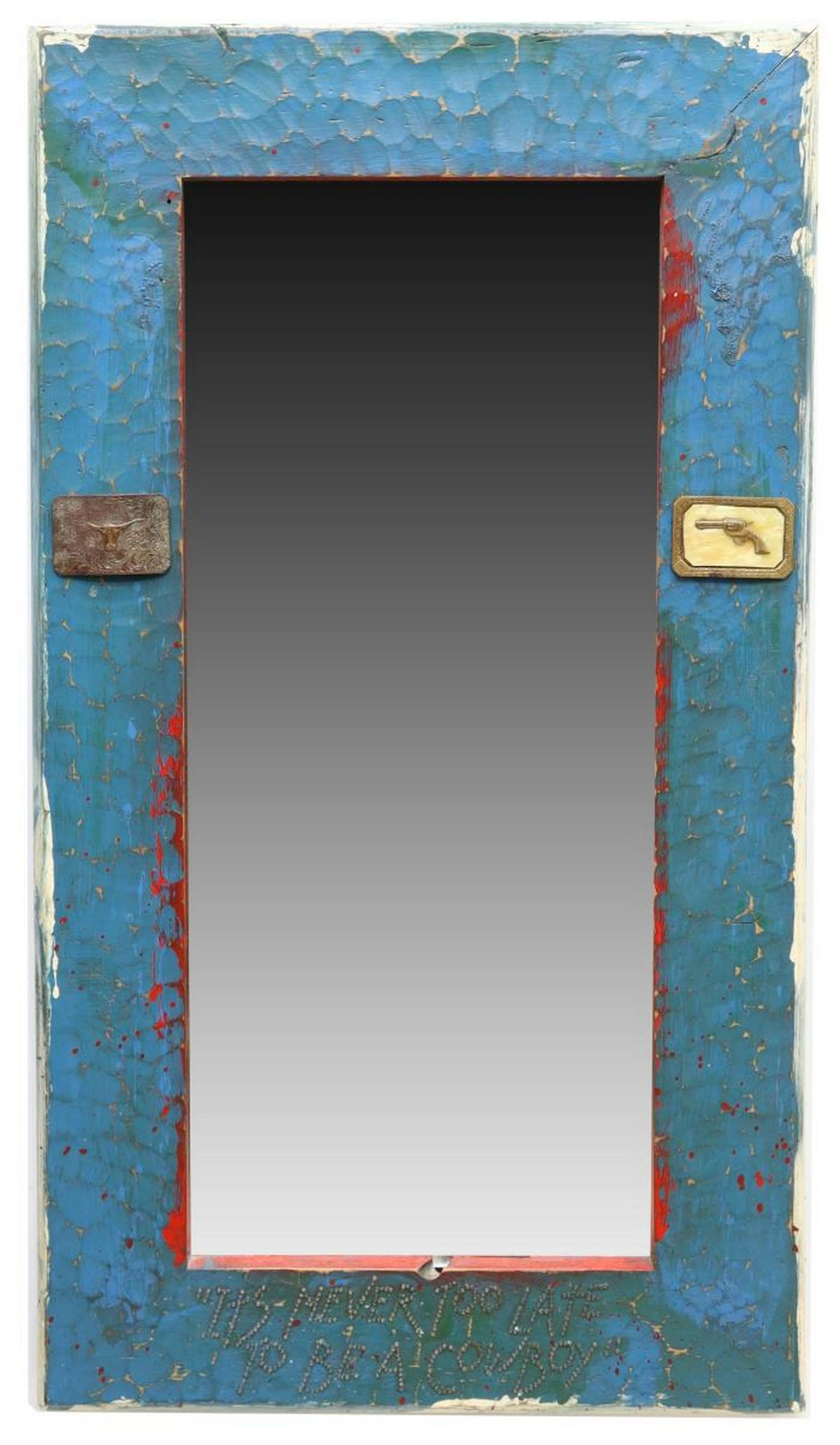 LD BURKE III SOUTHWEST COWBOY PAINTED WALL MIRROR