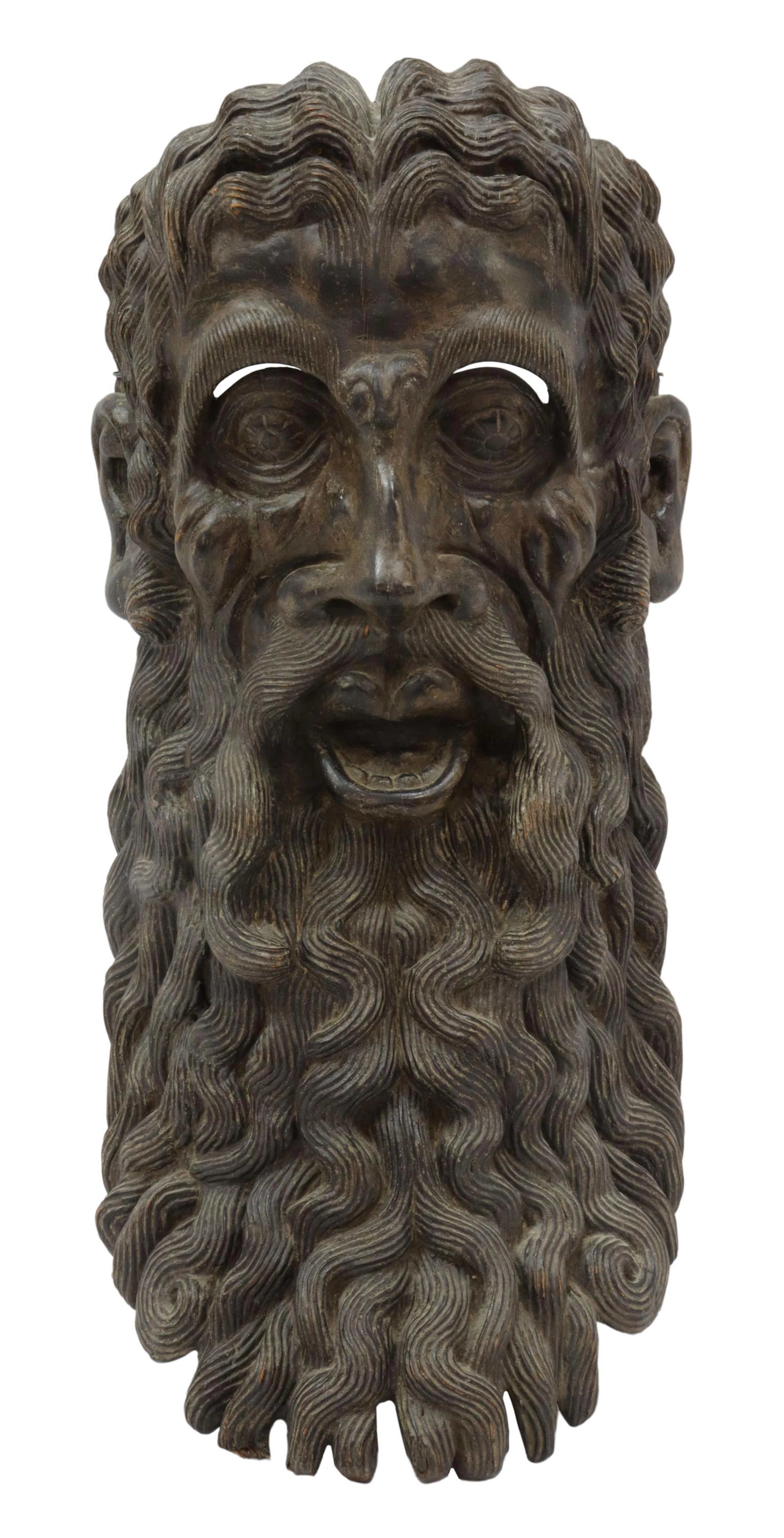 VINTAGE CARVED DANCE MASK, THE BARBONES, MEXICO