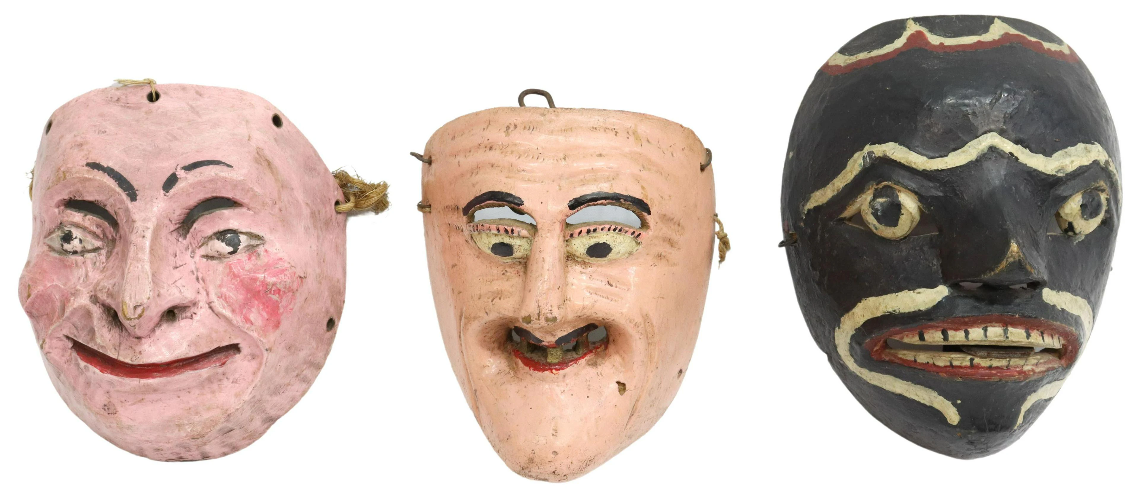(3) VINTAGE CARVED & PAINTED DANCE MASKS, MEXICO