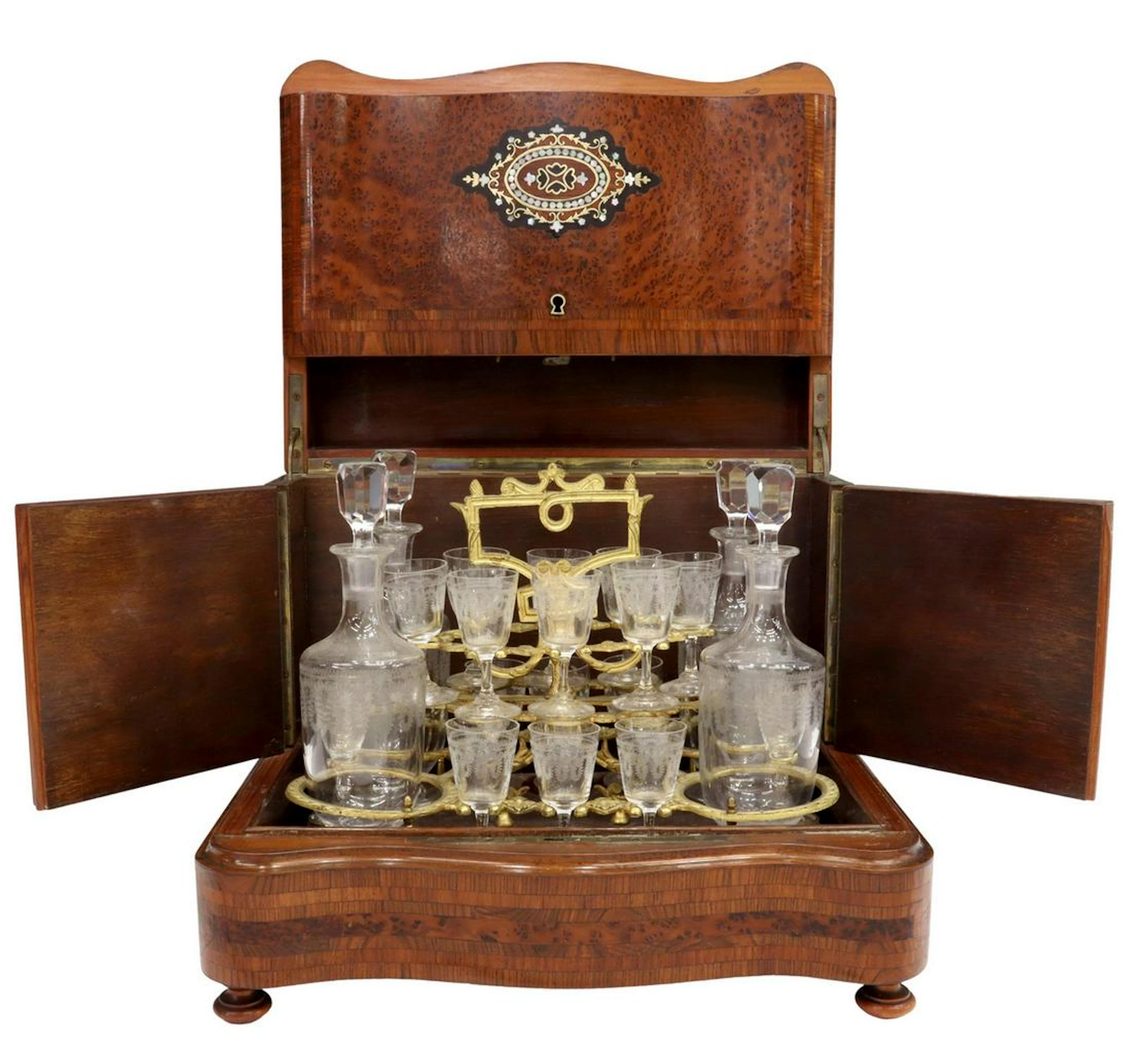 FRENCH NAPOLEON III PERIOD BURLWOOD CAVE A LIQUEUR