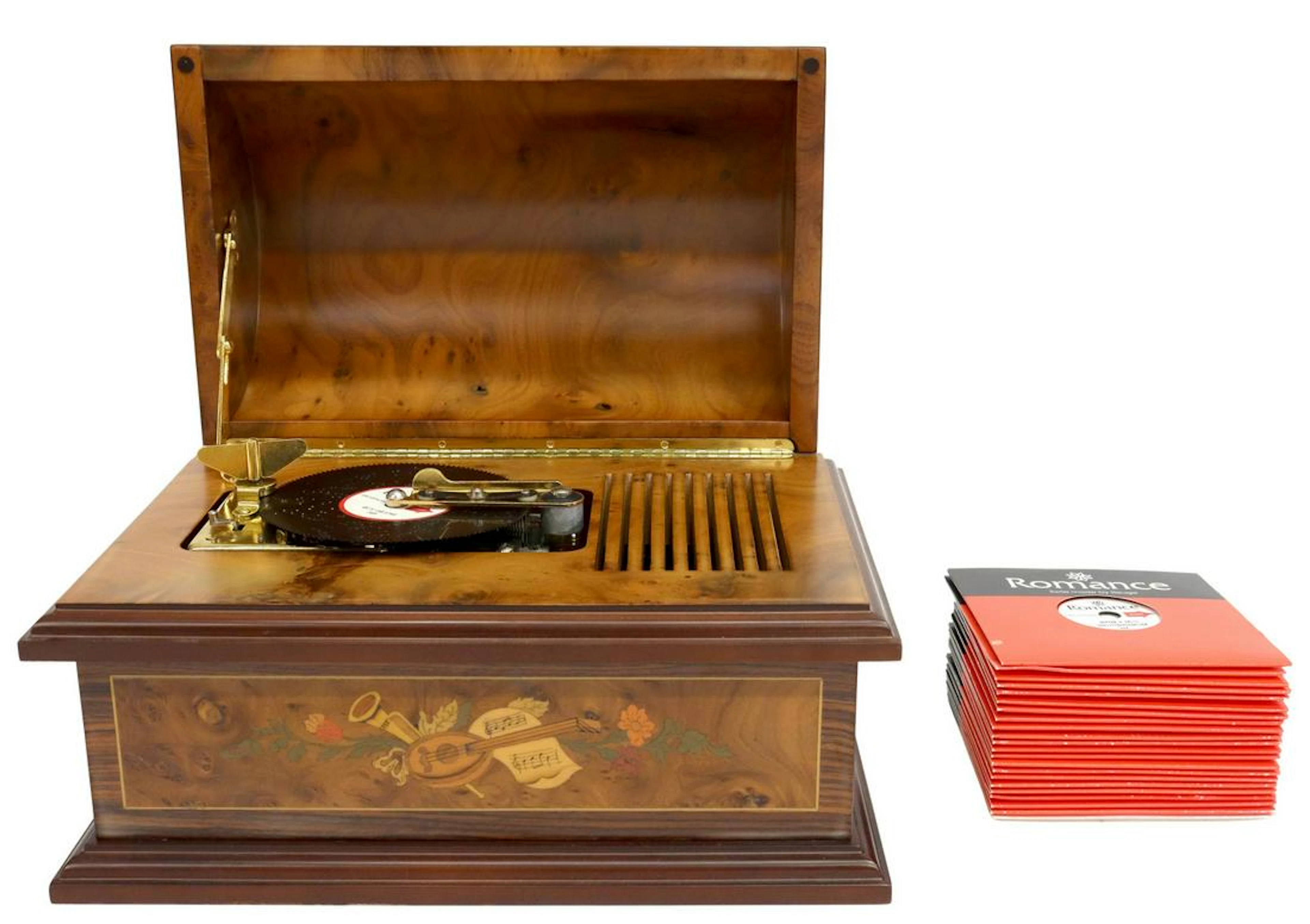 REUGE ROMANCE TREASURE CHEST MUSIC BOX & DISCS