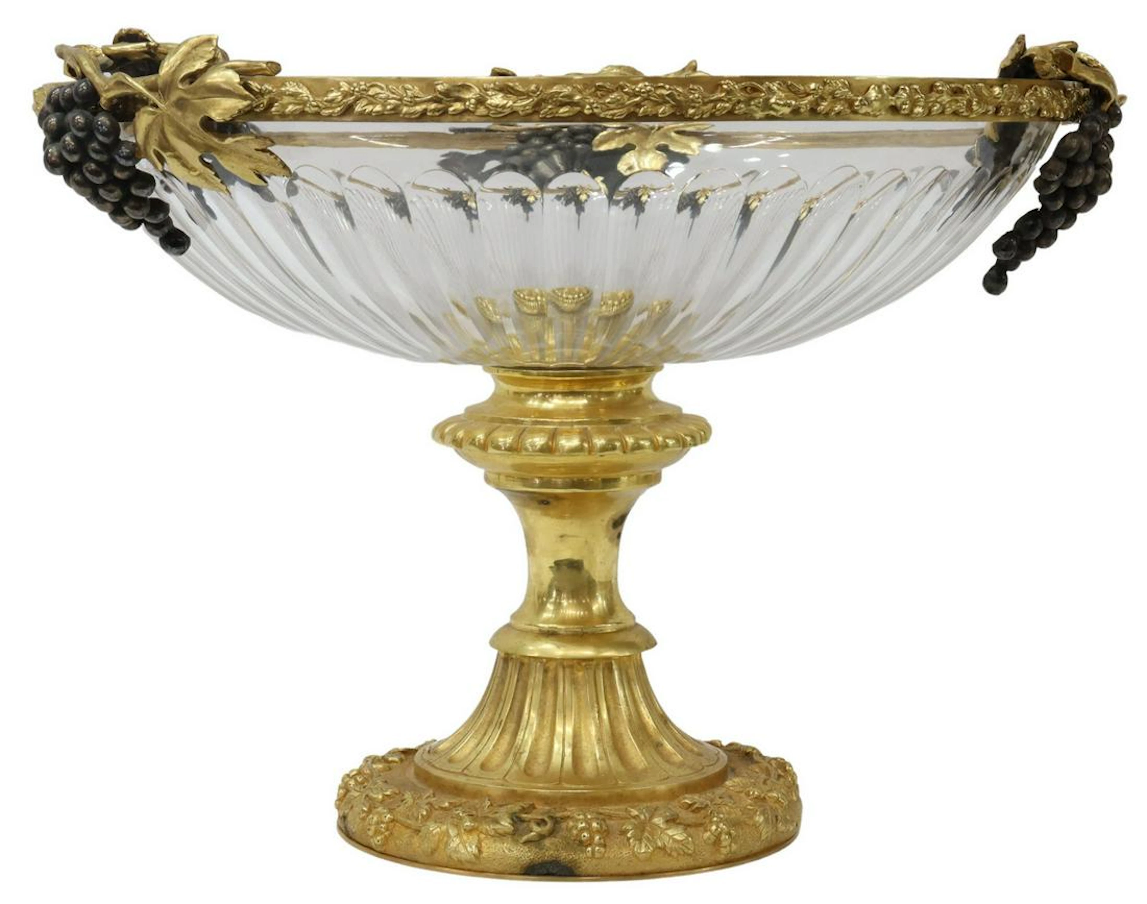 GILT METAL & GLASS PEDESTAL BOWL CENTERPIECE