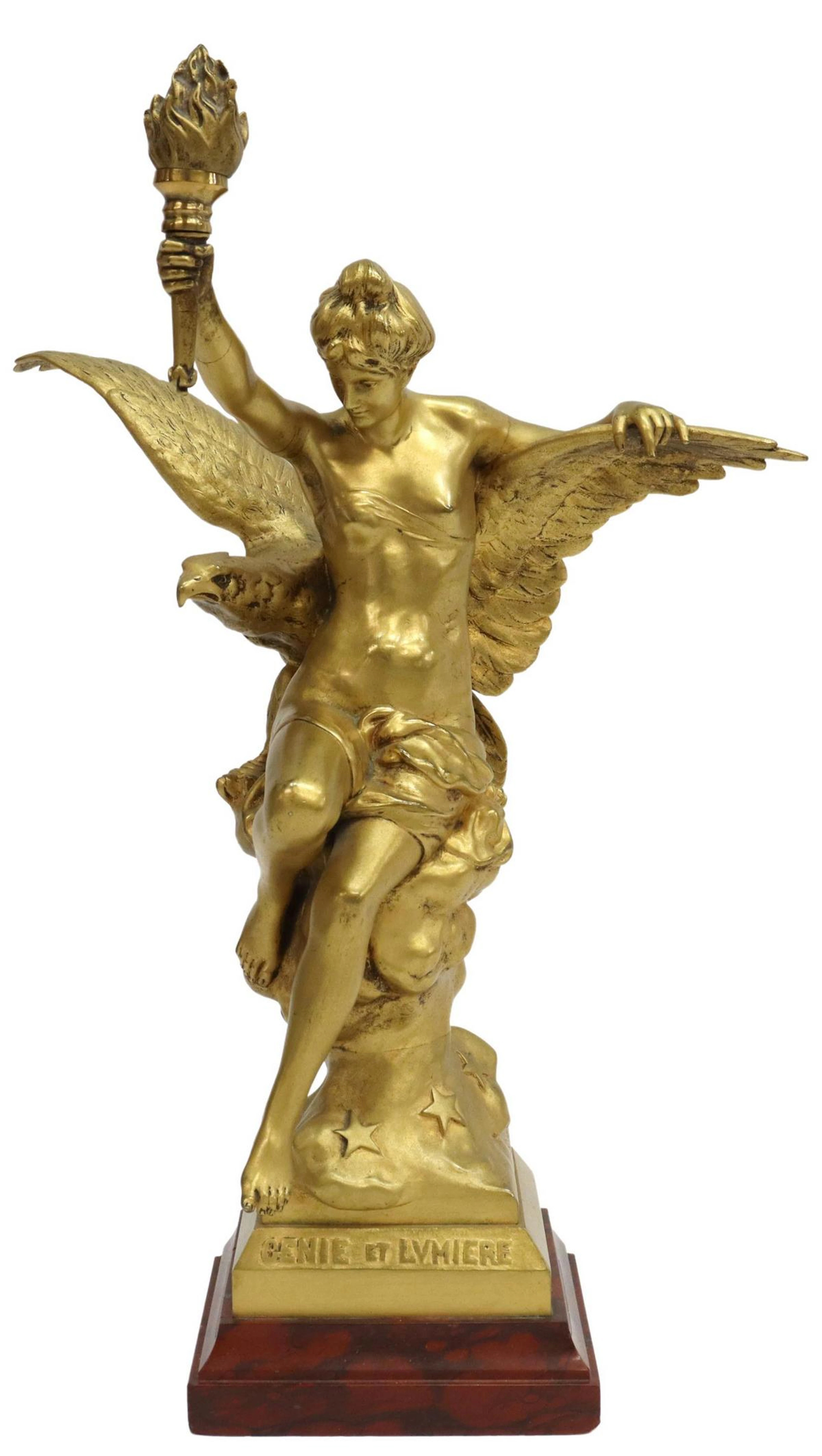 E. PICAULT (1833-1915) 'GENIE ET LUMIERE' BRONZE