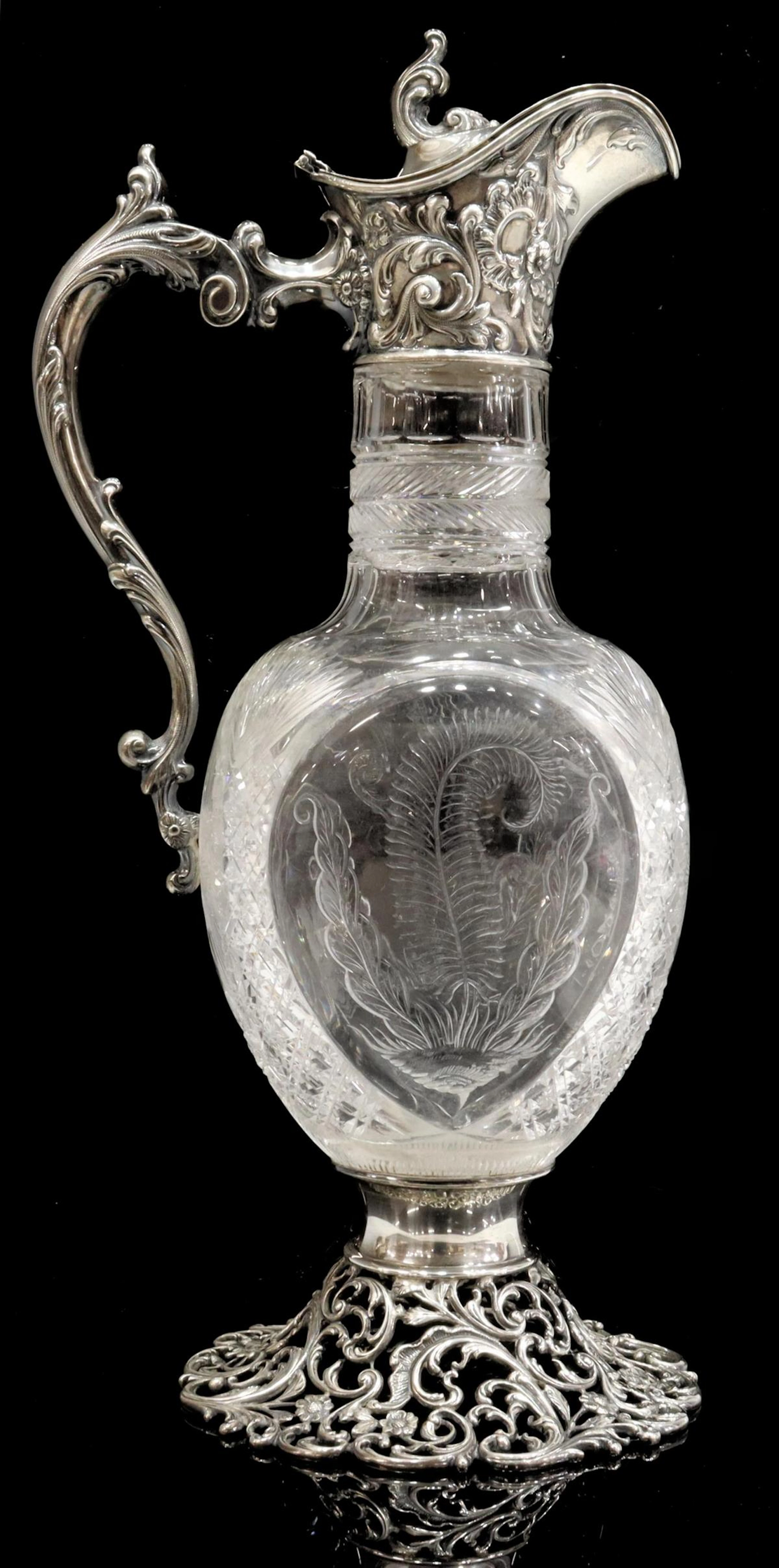 STARR STERLING-MOUNTED ABCG CLARET JUG WINE EWER