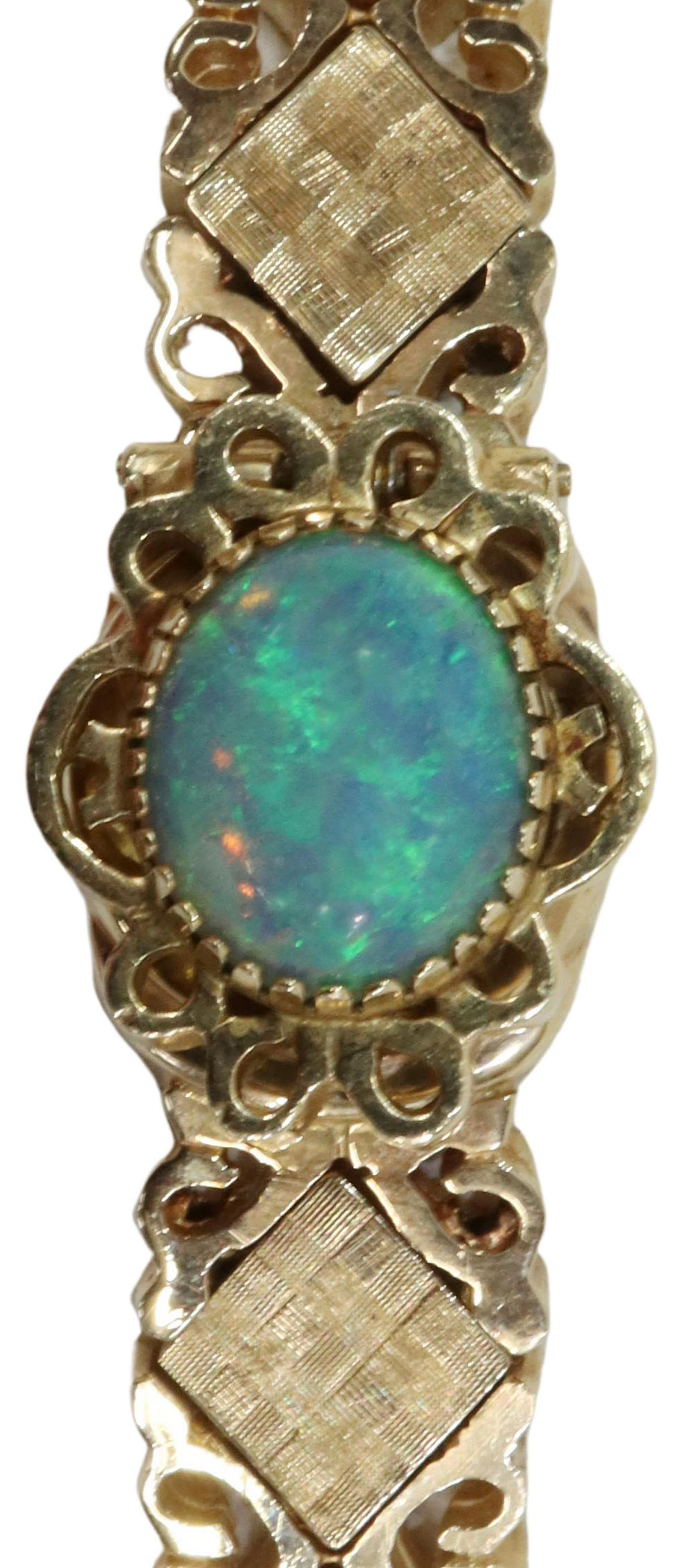 ESTATE 14KT GOLD & 3.72 OPAL BRACELET / WATCH
