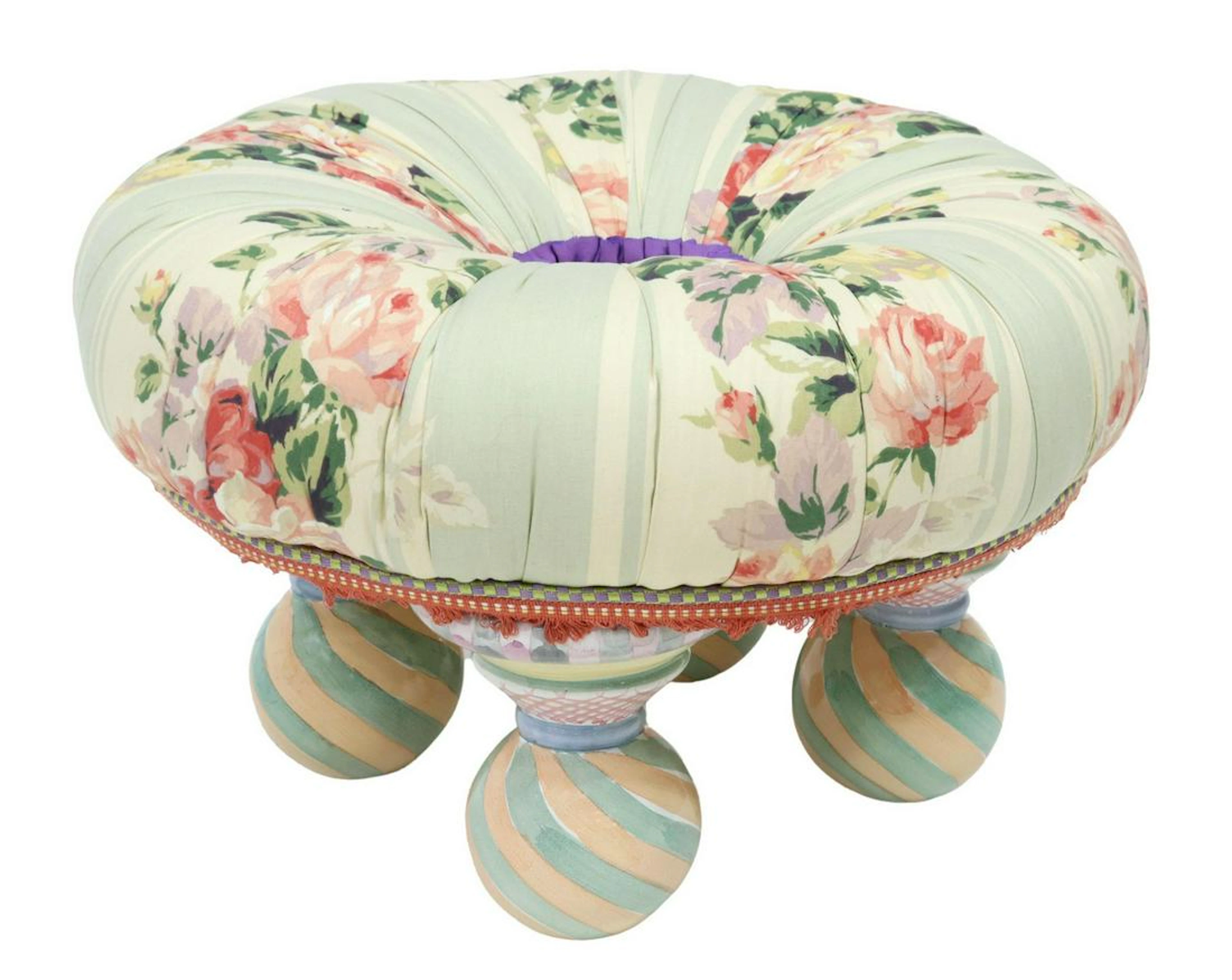 MACKENZIE-CHILDS WHIMSICAL TUFTED ROUND OTTOMA