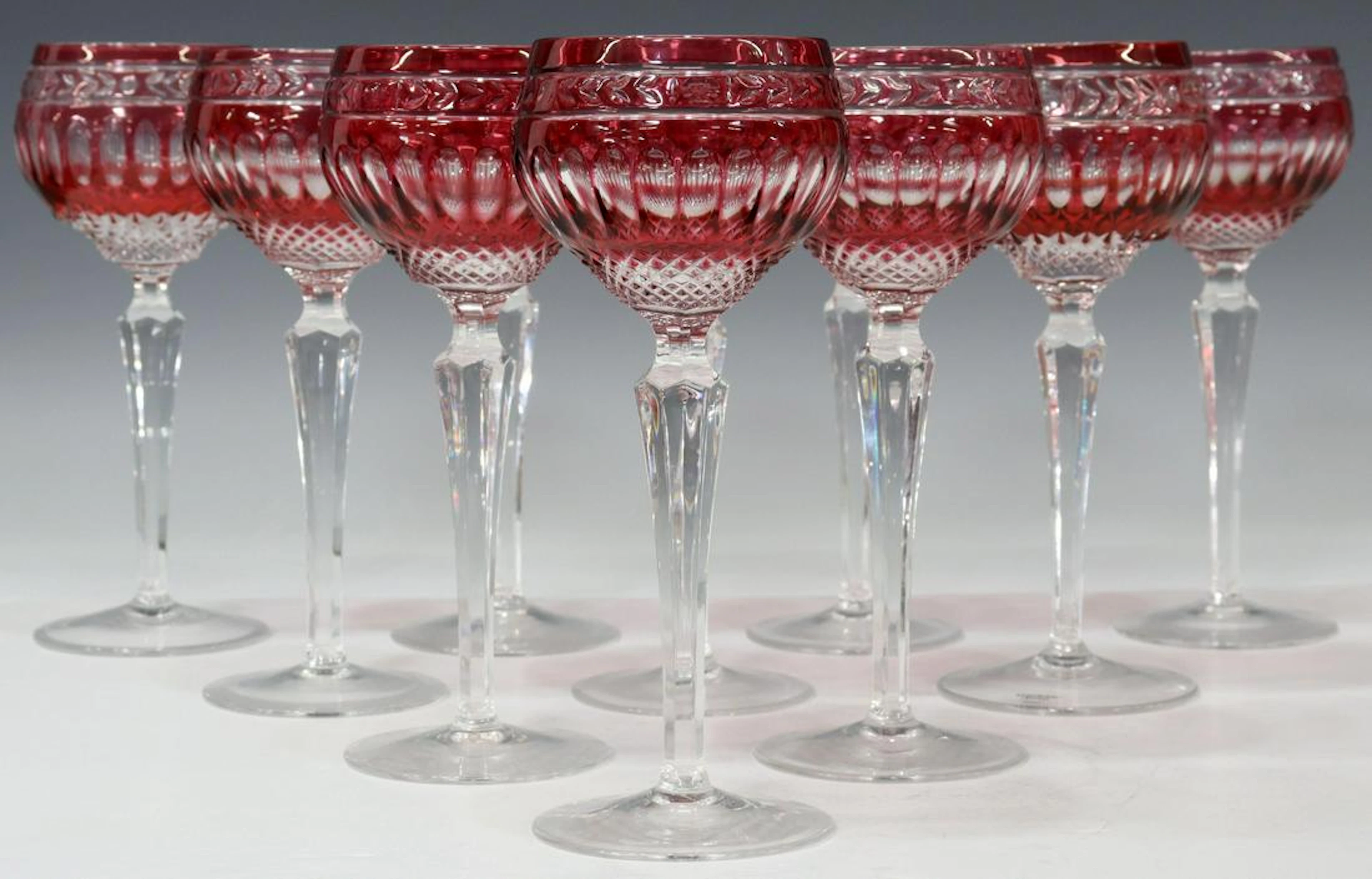 (10) WEDGWOOD CROWN RUBY HOCK WINE STEMWARE