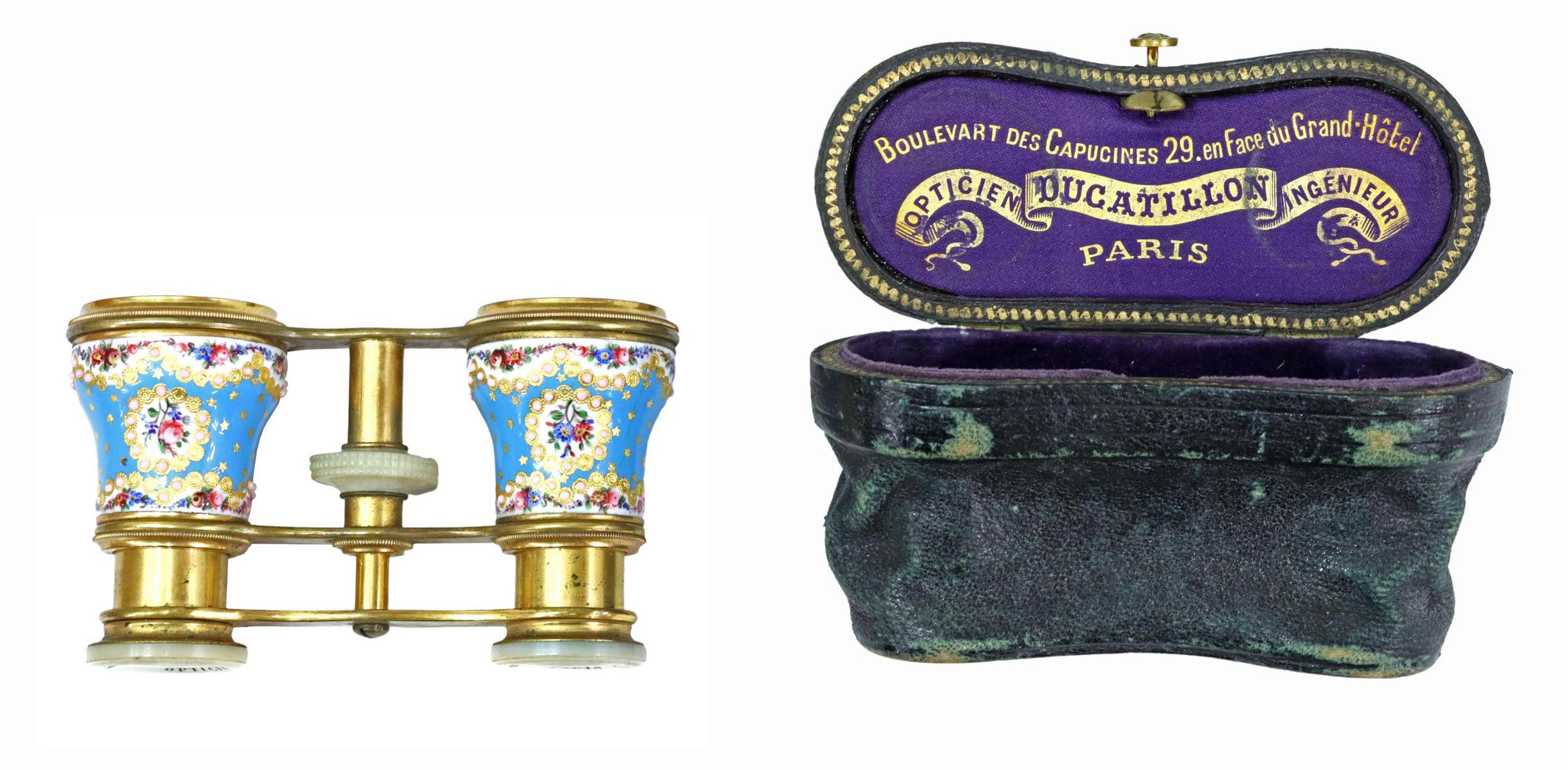 FRENCH DUCATILLON ENAMEL & MOP OPERA GLASSES