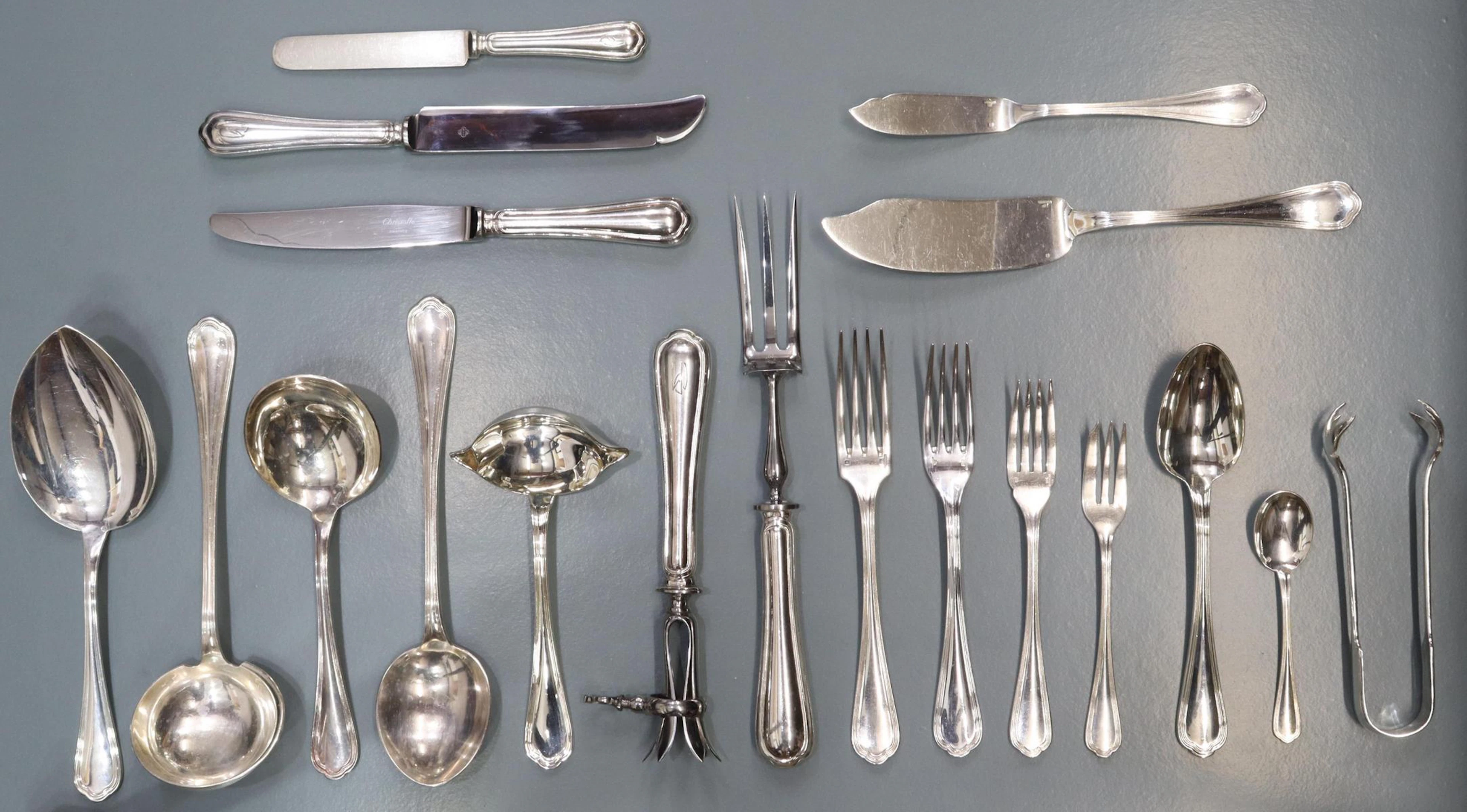 (86) CHRISTOFLE 'SPATOURS' SILVER PLATE FLATWARE