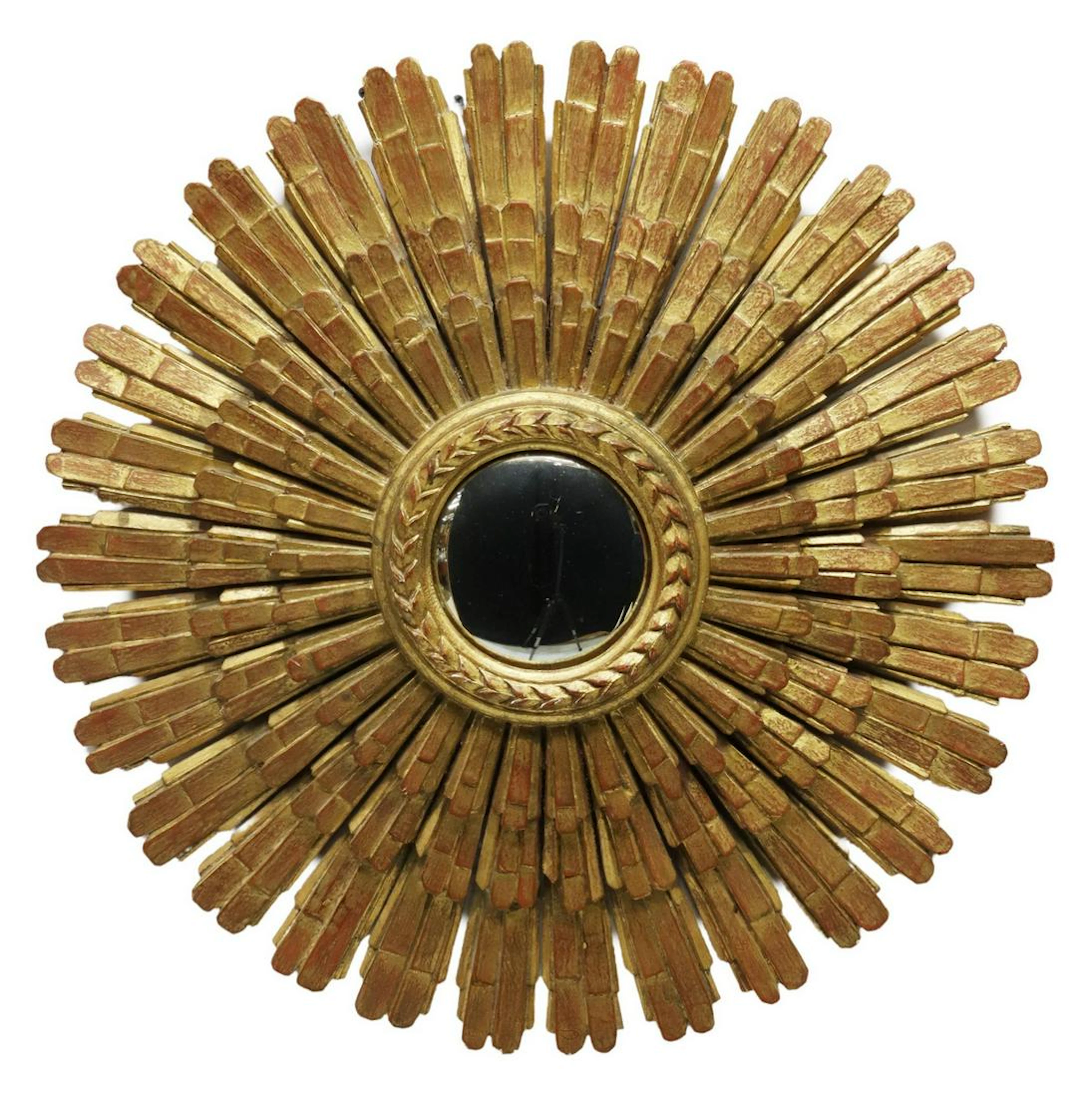 ITALIAN GILT SUNBURST DESIGN CONVEX WALL MIRROR