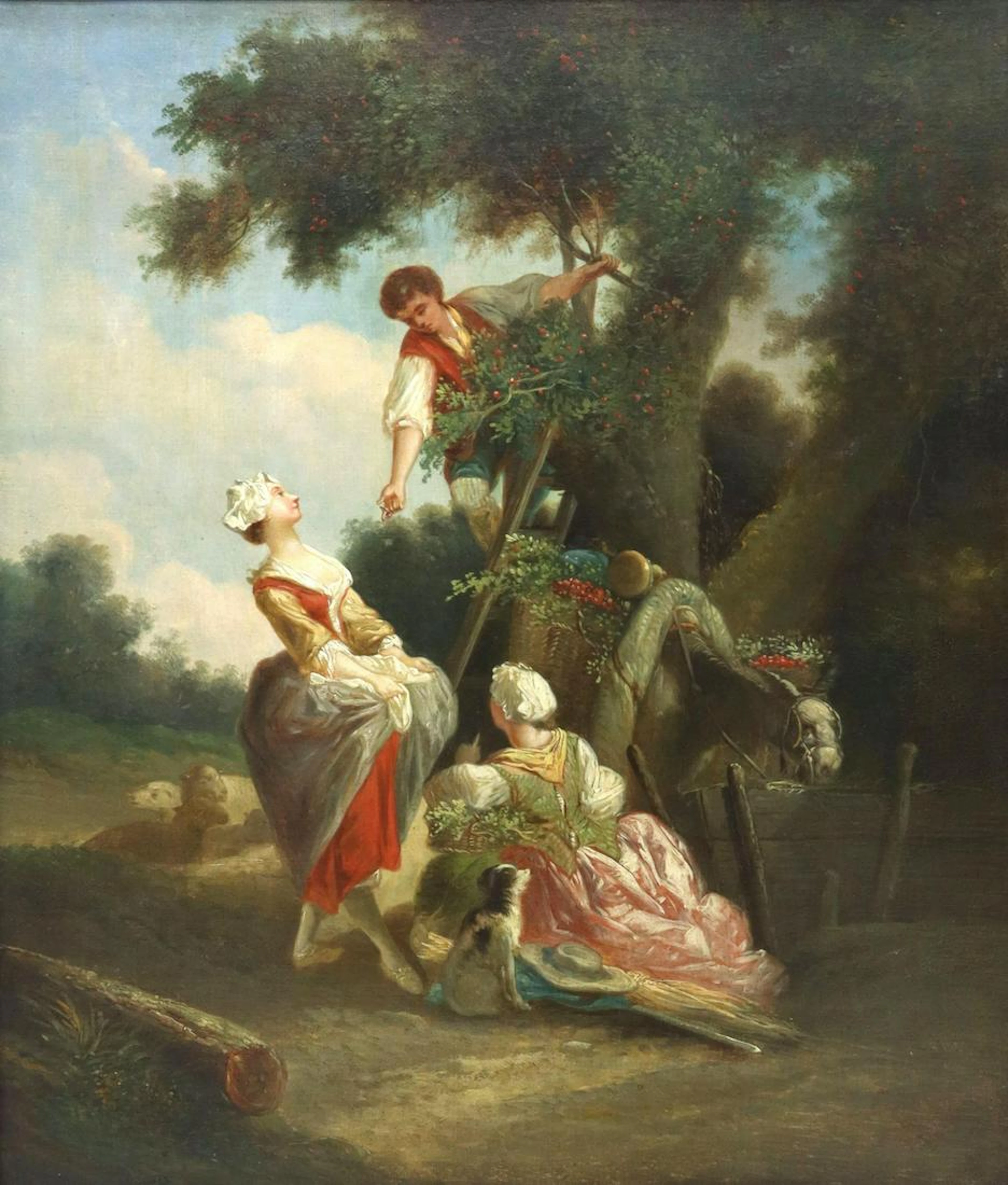 AFTER BAUDOUIN ROCOCO PAINTING CHERRY PICKERS