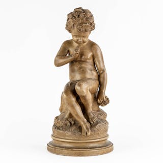 After Etienne FALCONET (1716-1791) 'Putto' patinated terracotta.