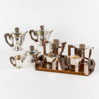 Two silver-plated coffee and tea services, Art Deco.