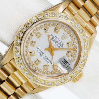 Rolex Lady DateJust White Diamond Dial 18 karat Yellow Gold Diamond Be